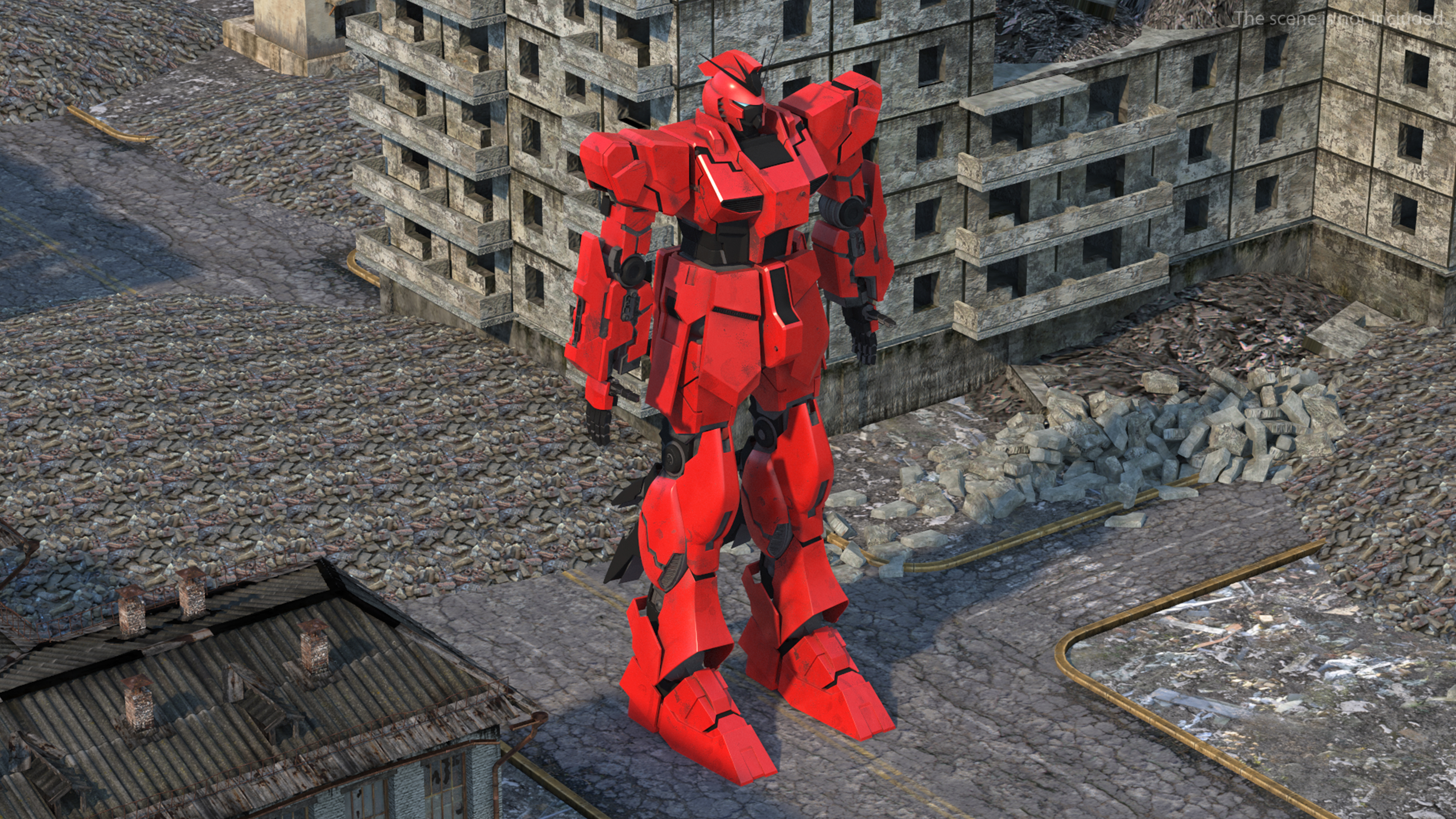 Giant Red Combat Sci-Fi Robot 3D model