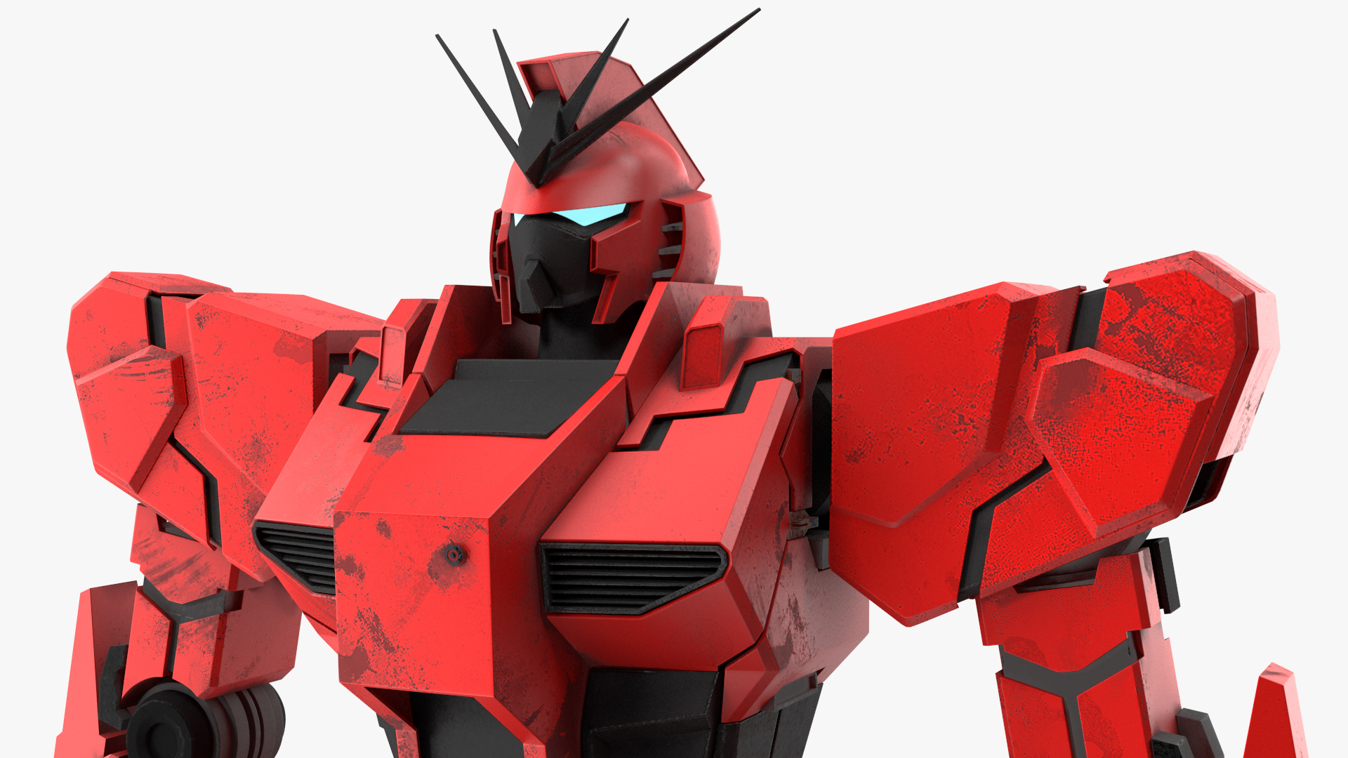 Giant Red Combat Sci-Fi Robot 3D model