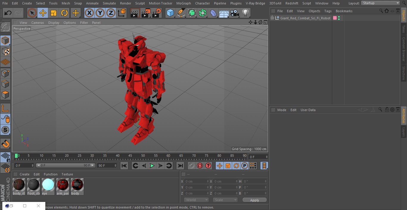 Giant Red Combat Sci-Fi Robot 3D model