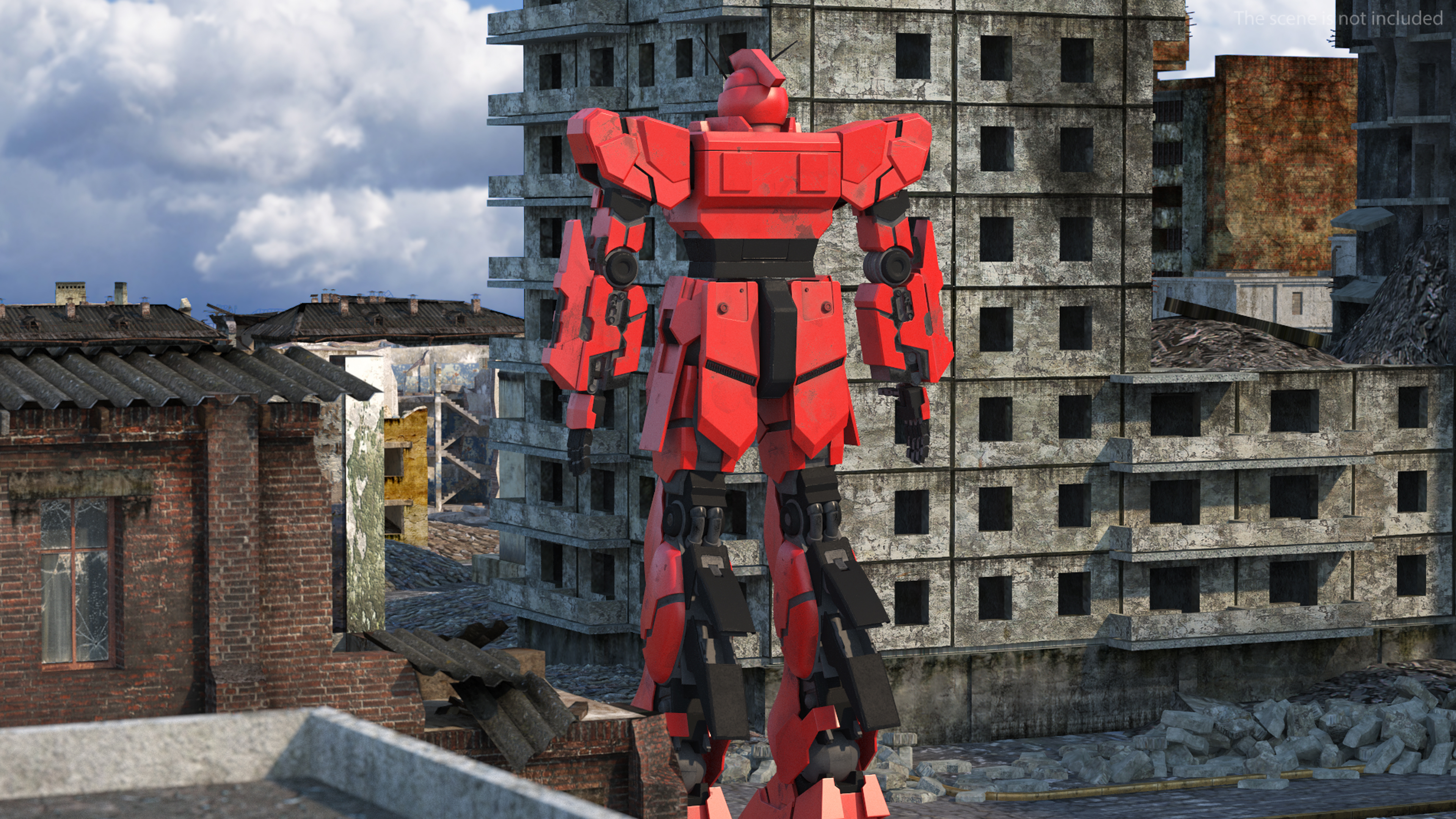 Giant Red Combat Sci-Fi Robot 3D model