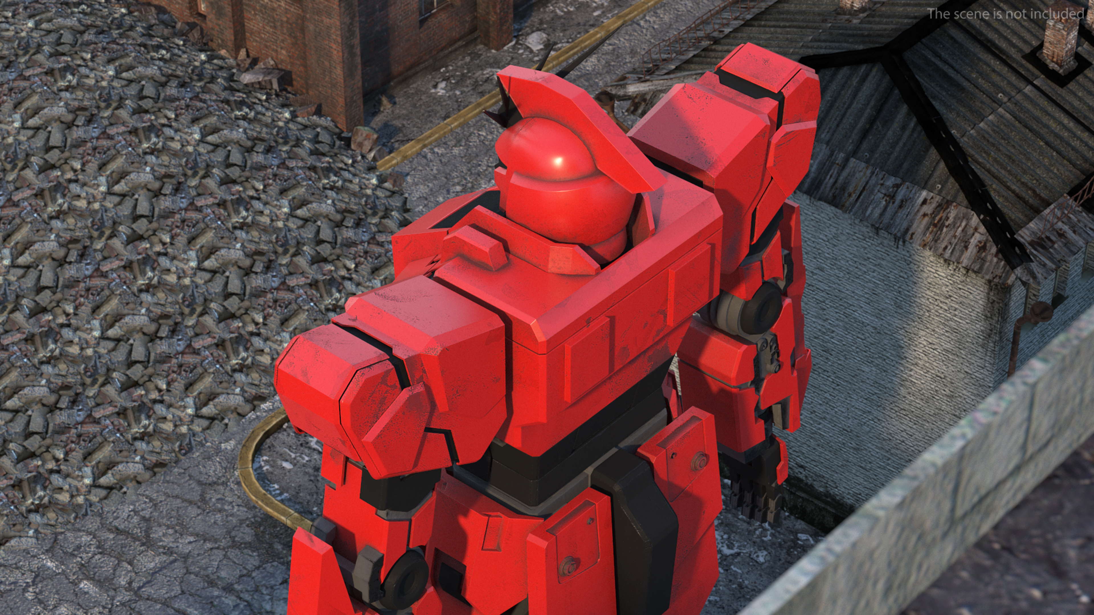 Giant Red Combat Sci-Fi Robot 3D model