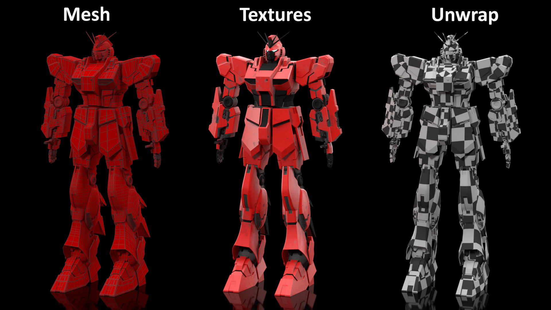 Giant Red Combat Sci-Fi Robot 3D model