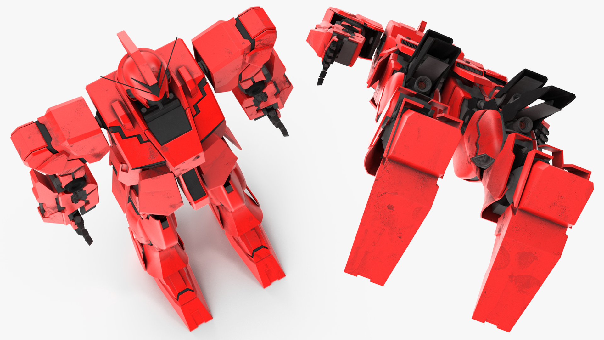 Giant Red Combat Sci-Fi Robot 3D model