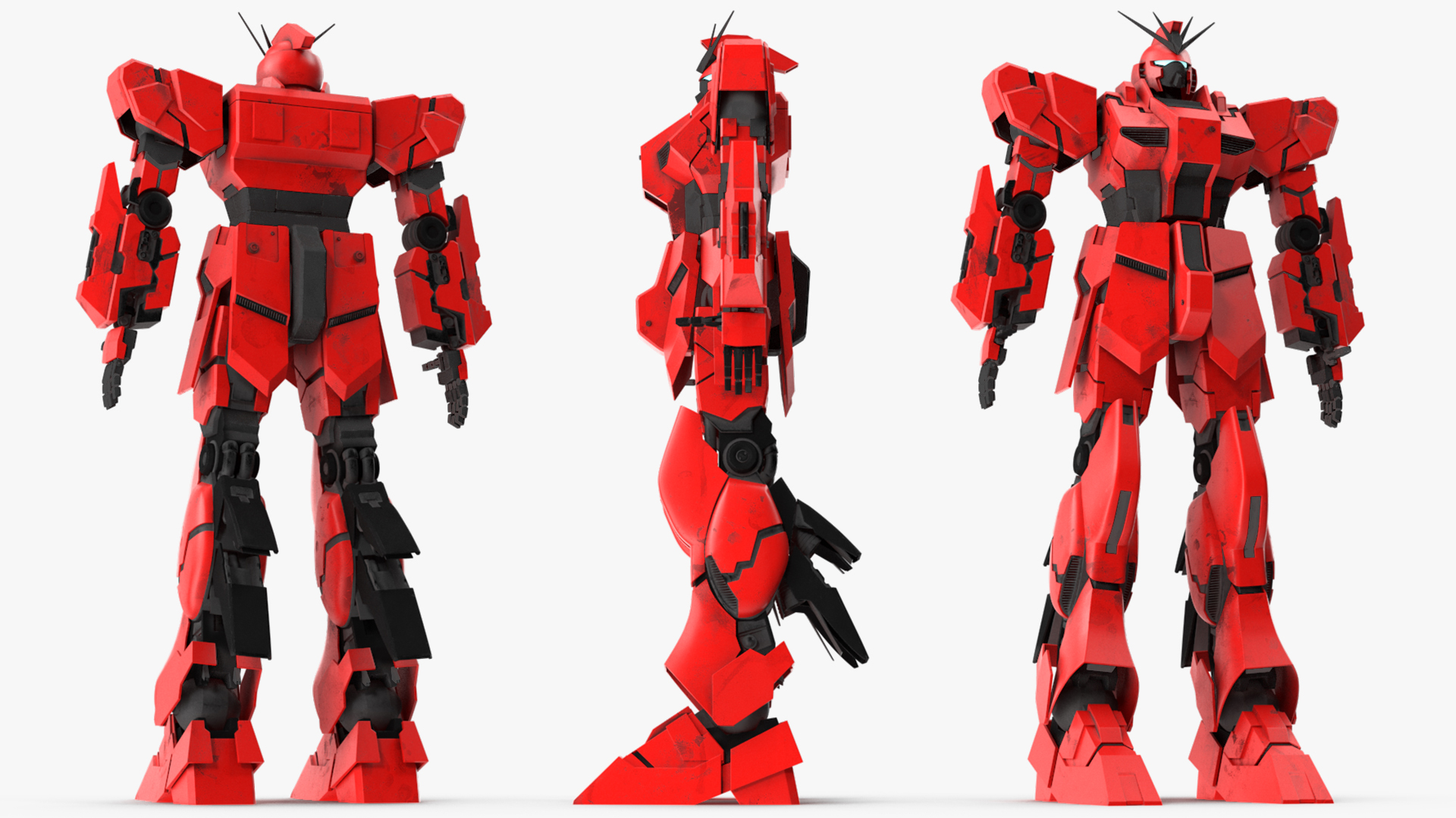 Giant Red Combat Sci-Fi Robot 3D model
