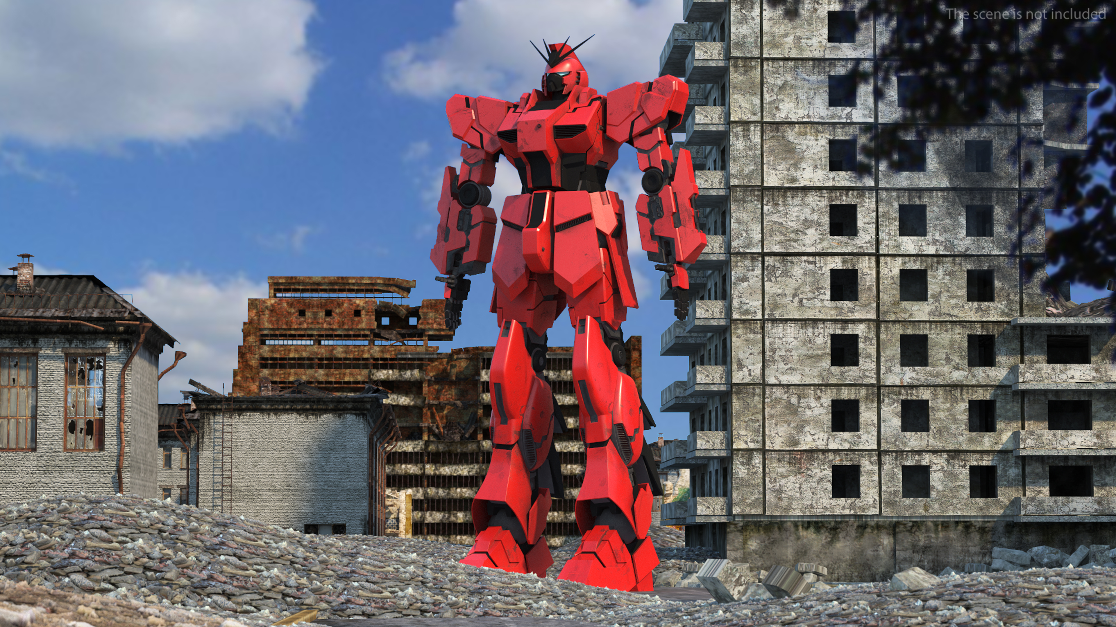 Giant Red Combat Sci-Fi Robot 3D model
