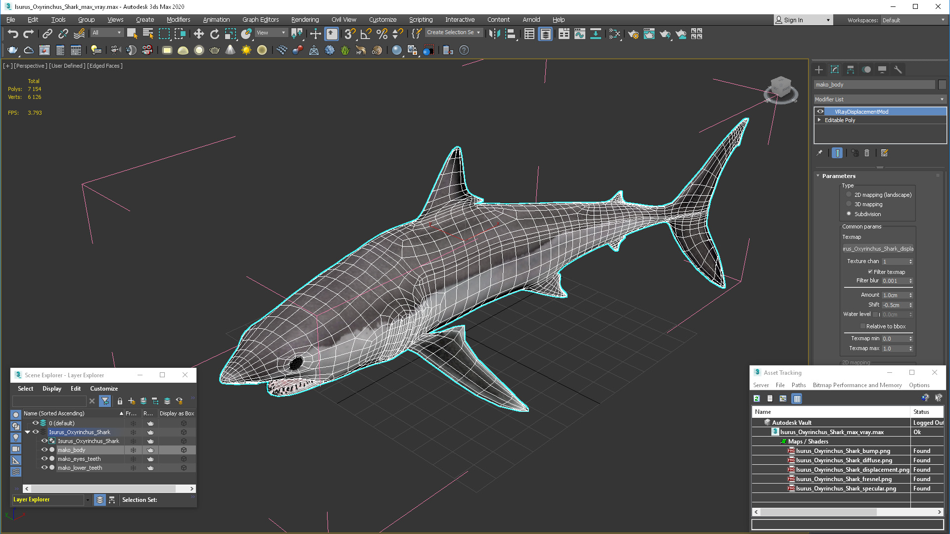 3D Isurus Oxyrinchus Shark model