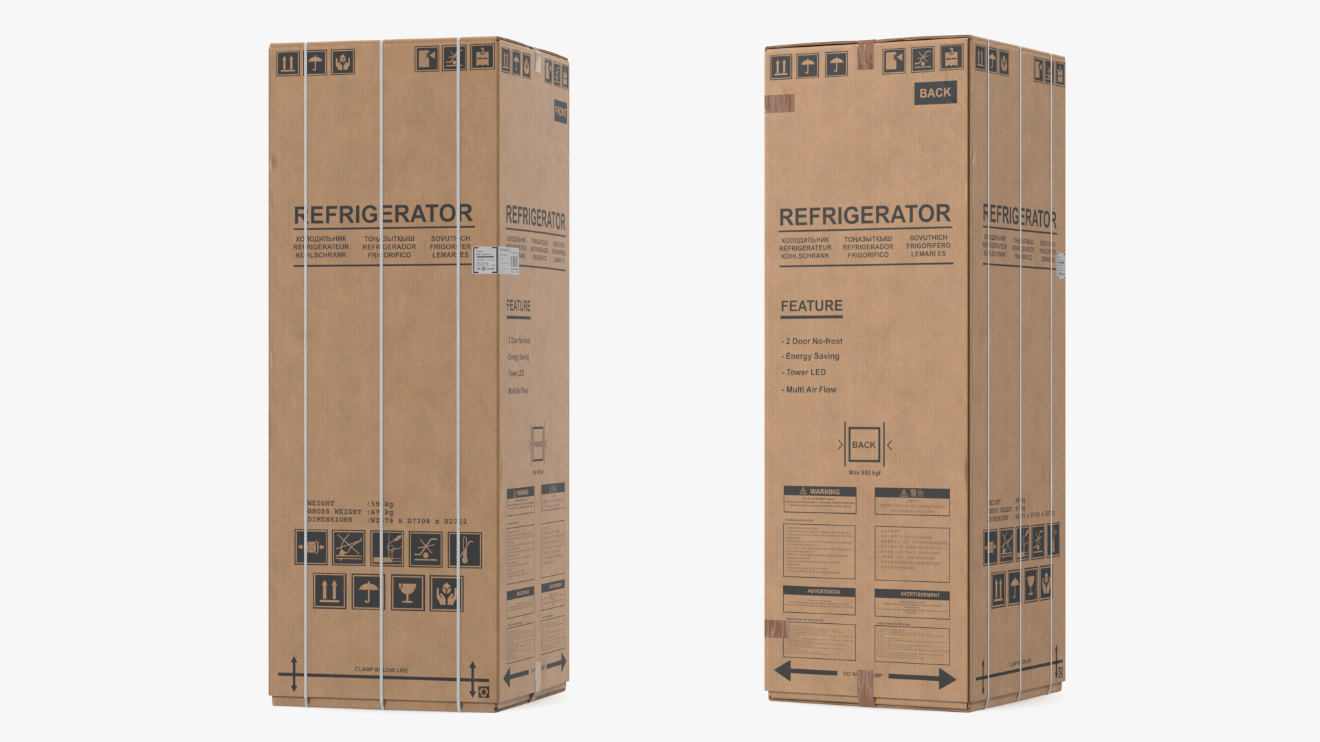 Old Fridge Cardboard Package Box 3D