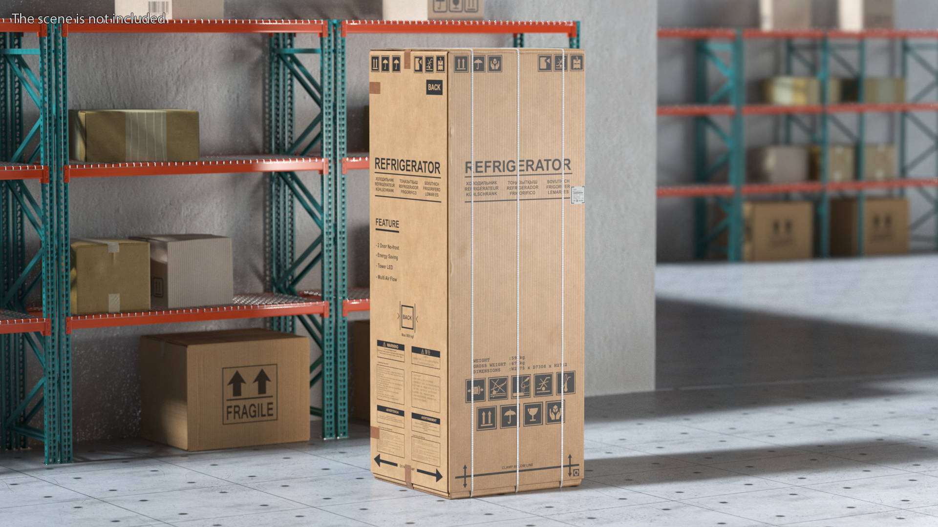 Old Fridge Cardboard Package Box 3D