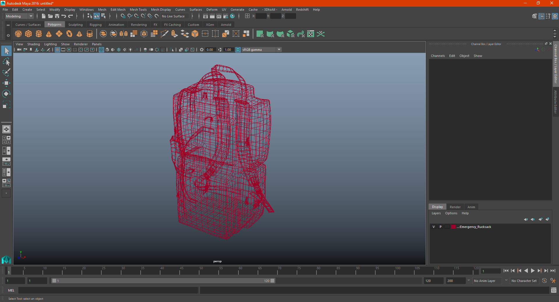3D Emergency Rucksack model