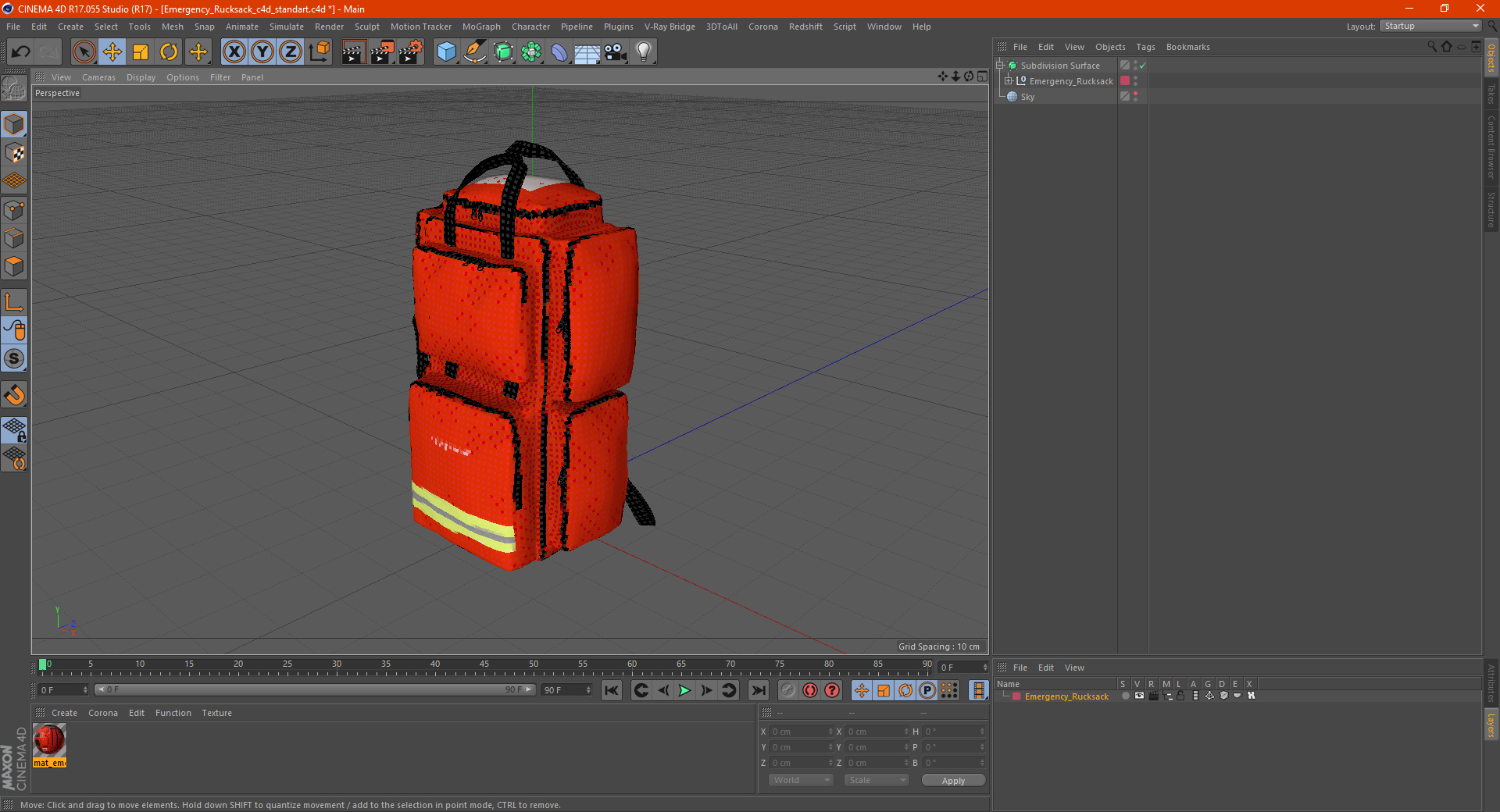 3D Emergency Rucksack model