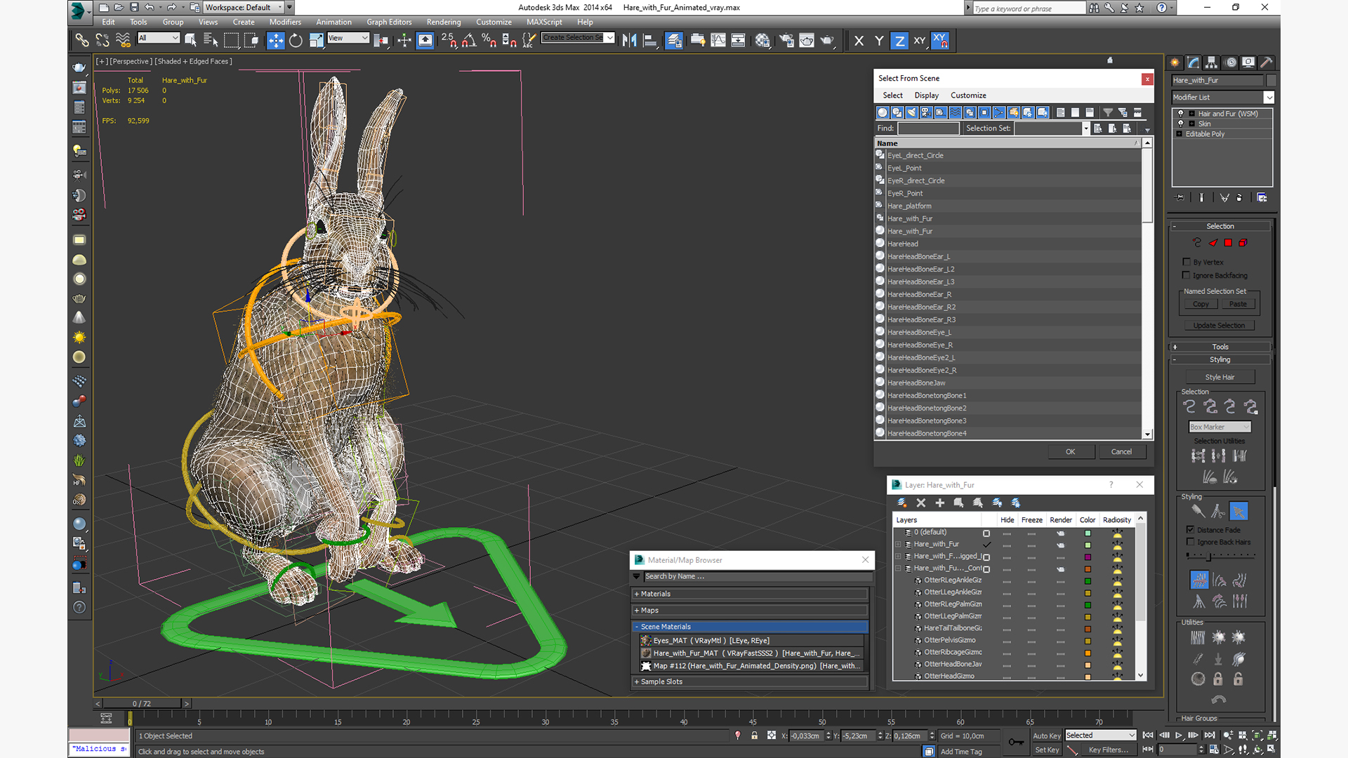 Hare with Fur Animated 3D
