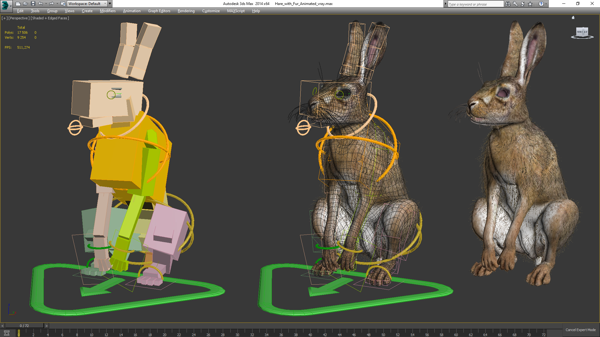 Hare with Fur Animated 3D