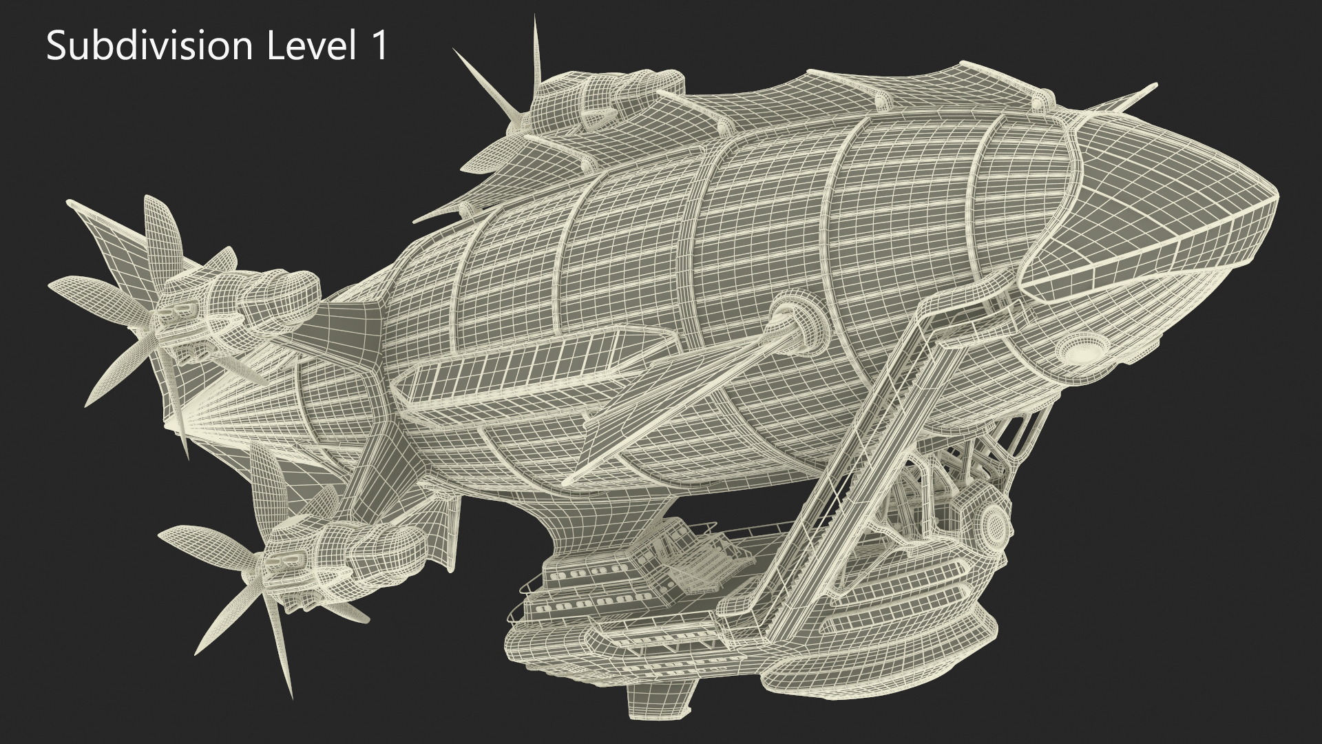 3D Steampunk Airship Fantasy Craft Rigged model