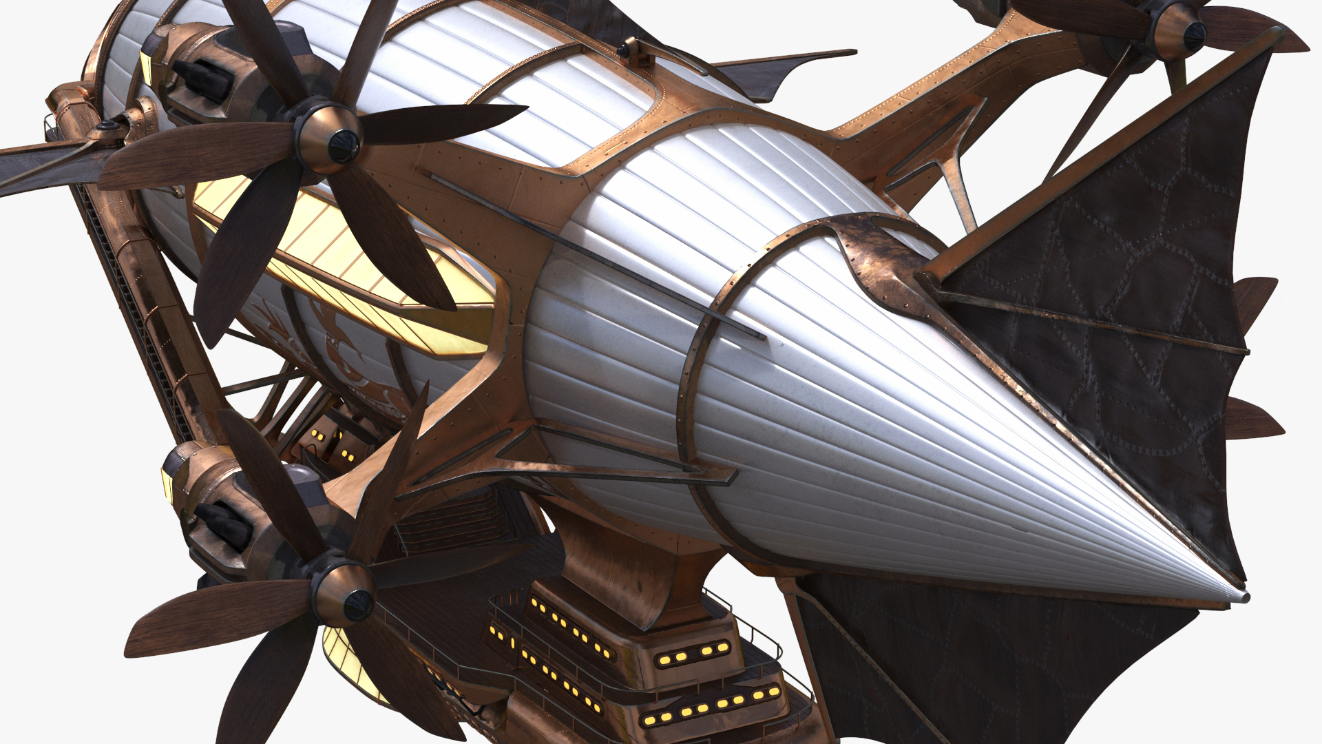 3D Steampunk Airship Fantasy Craft Rigged model