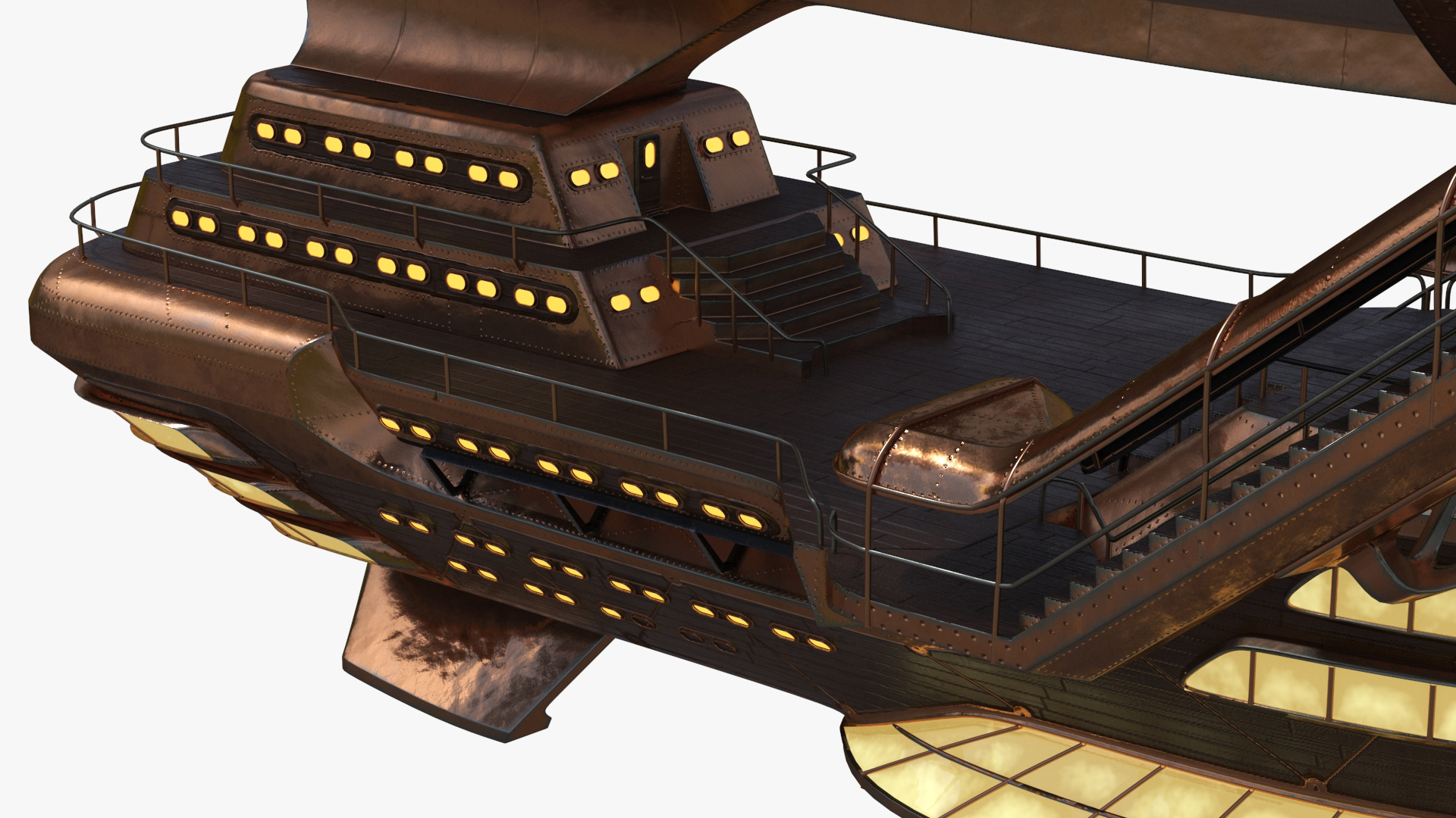 3D Steampunk Airship Fantasy Craft Rigged model