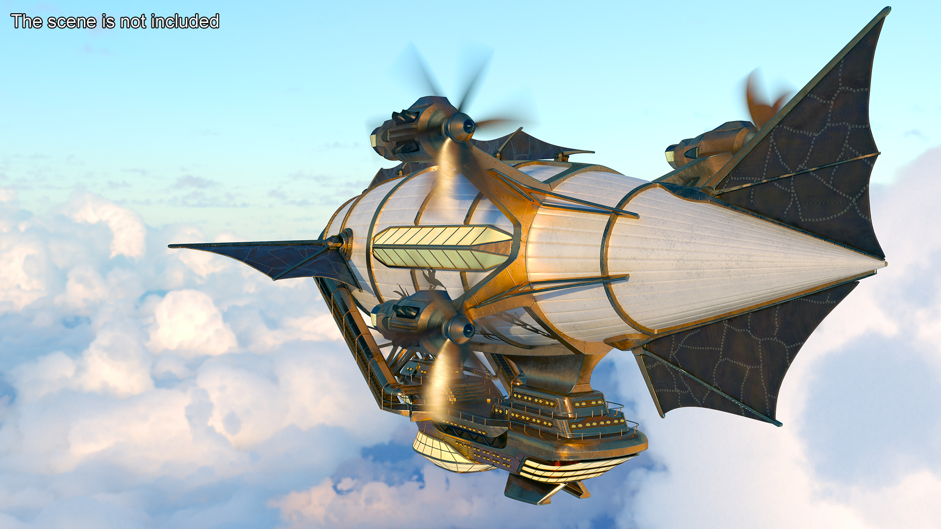 3D Steampunk Airship Fantasy Craft Rigged model