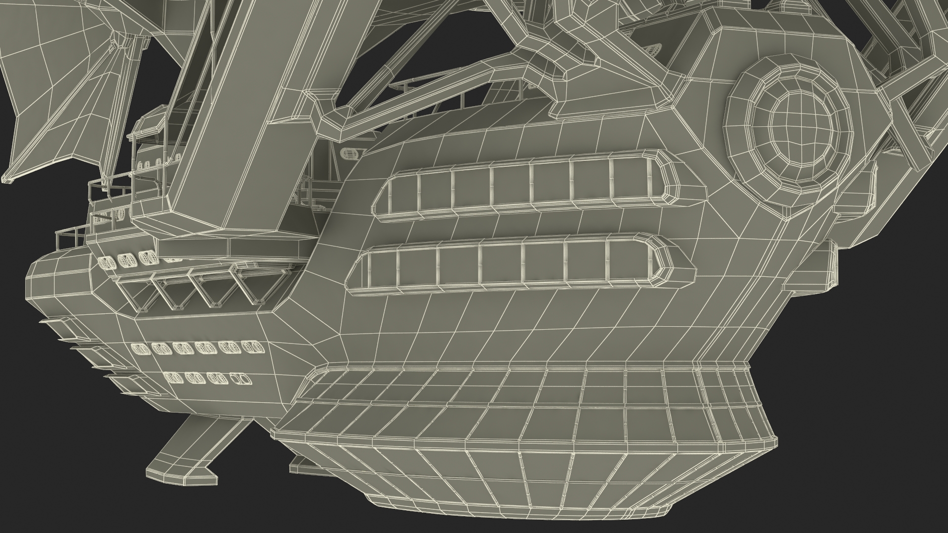 3D Steampunk Airship Fantasy Craft Rigged model