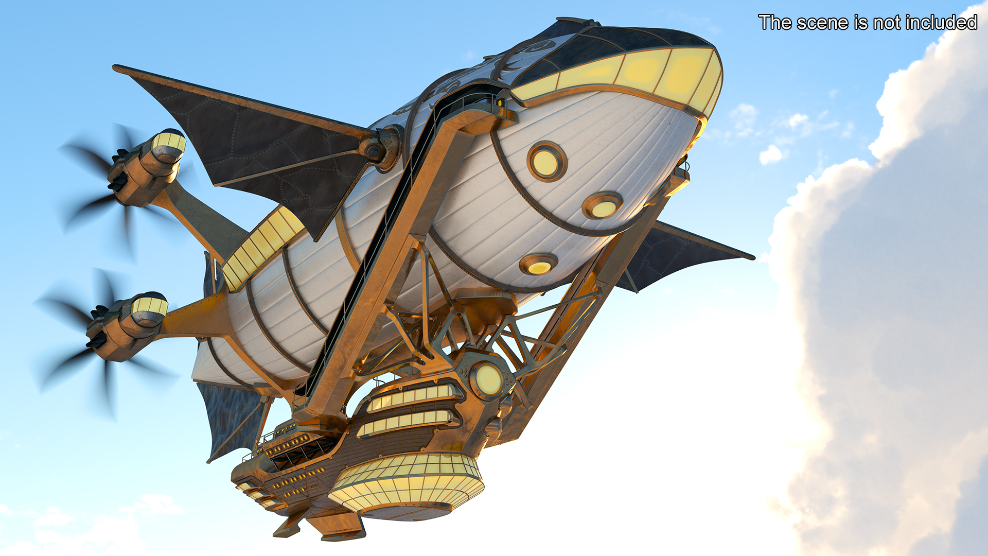 3D Steampunk Airship Fantasy Craft Rigged model