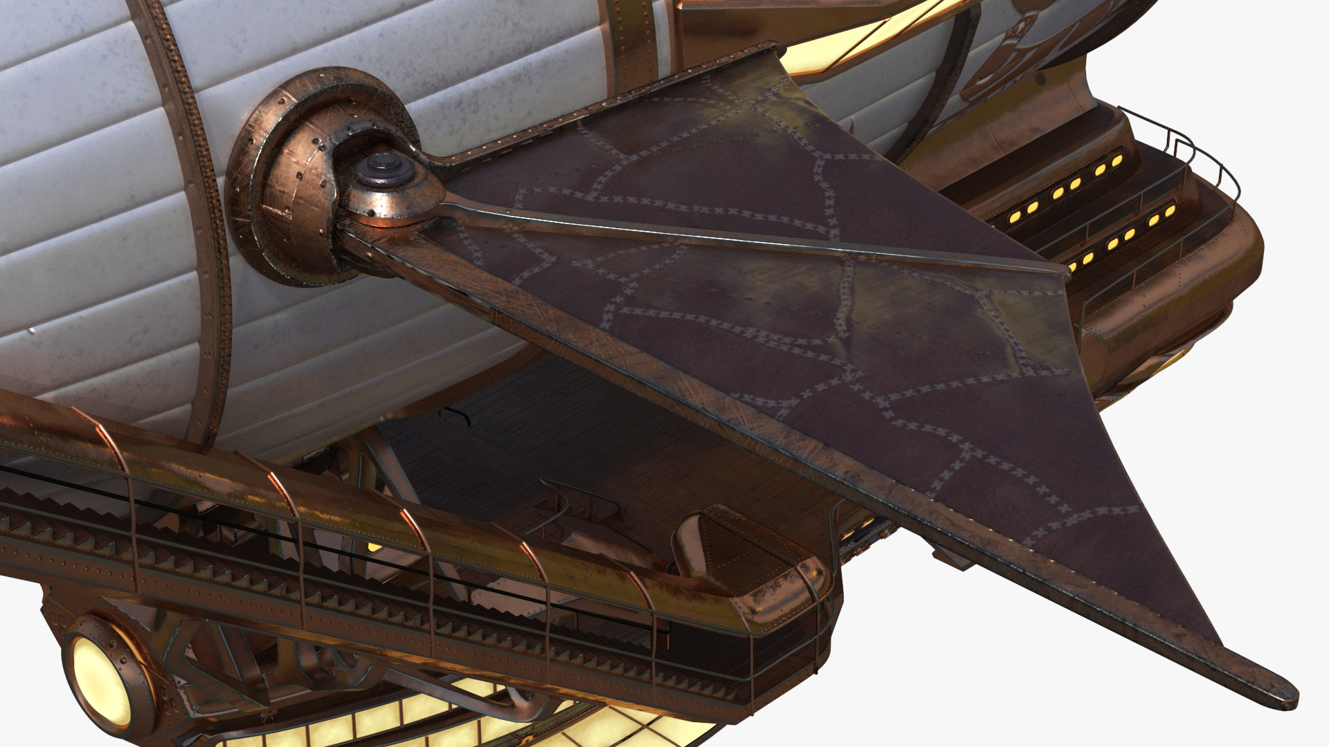 3D Steampunk Airship Fantasy Craft Rigged model
