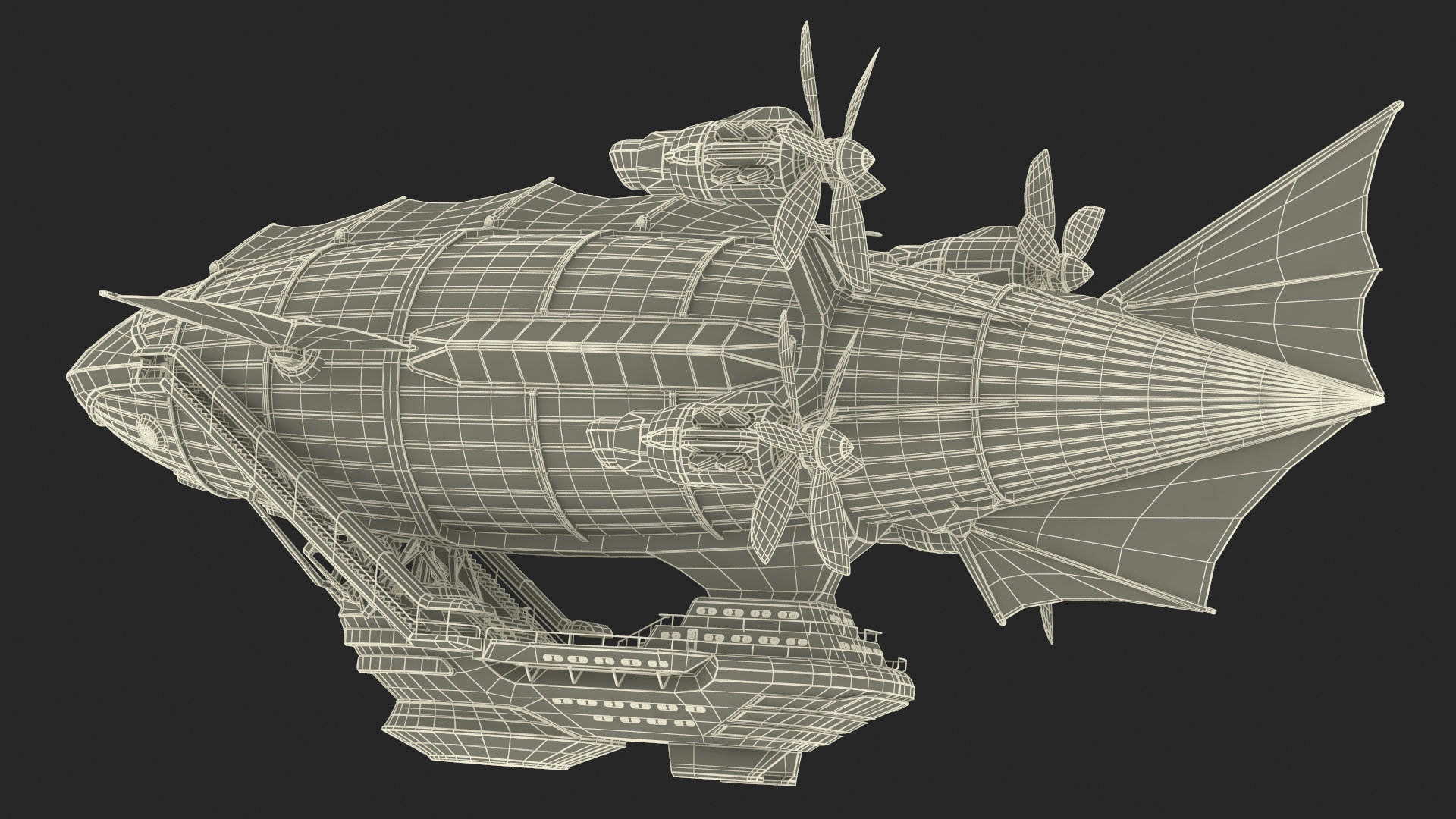 3D Steampunk Airship Fantasy Craft Rigged model