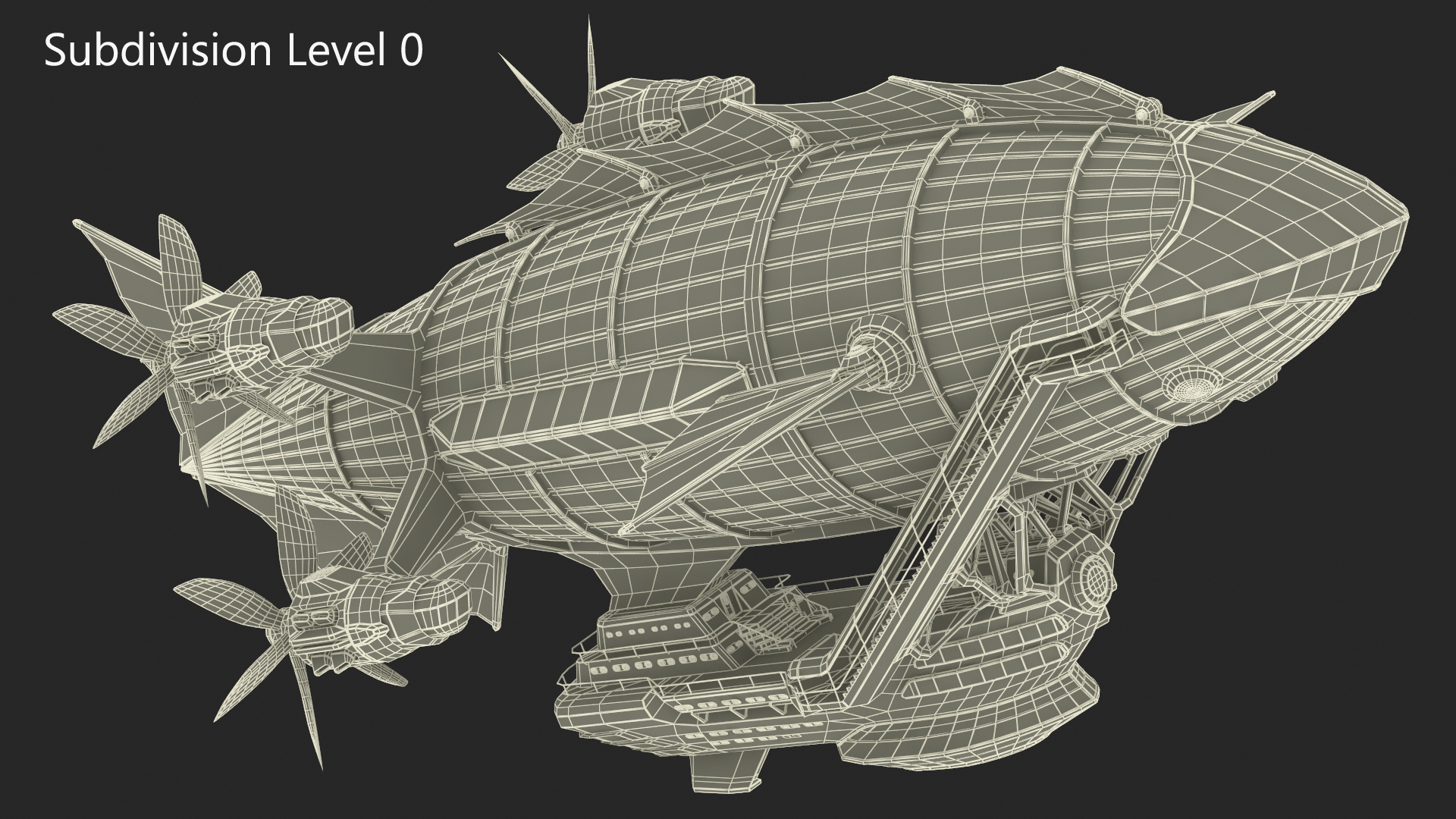 3D Steampunk Airship Fantasy Craft Rigged model