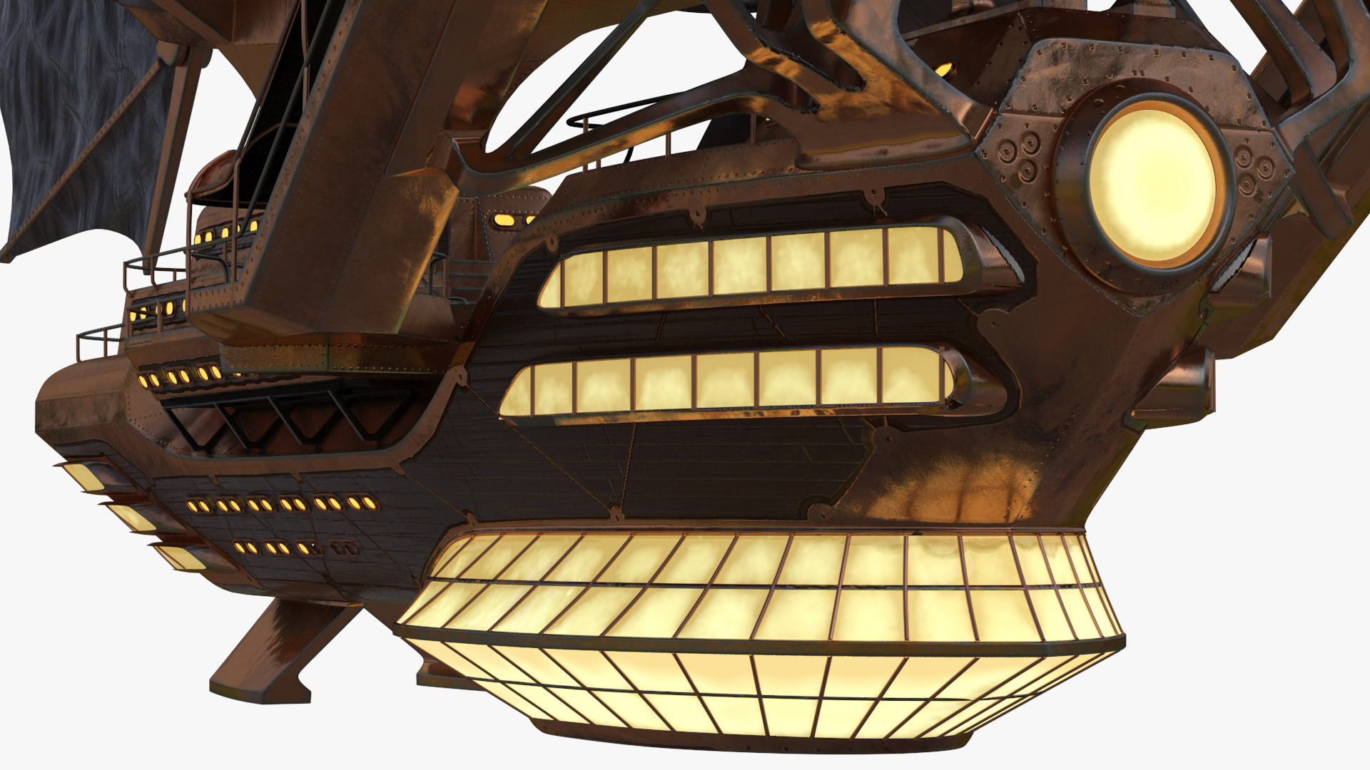 3D Steampunk Airship Fantasy Craft Rigged model