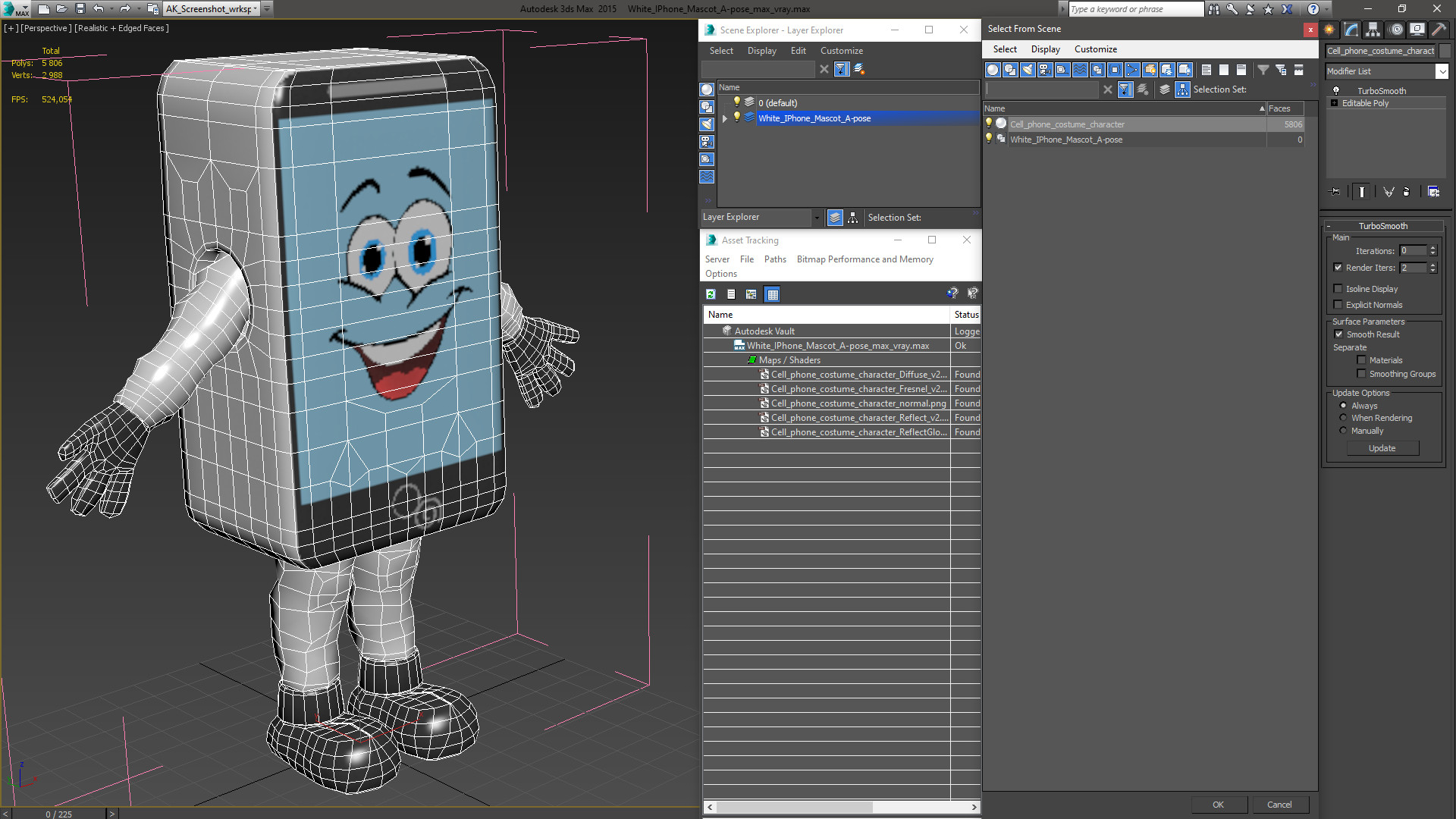 3D White IPhone Mascot A-pose