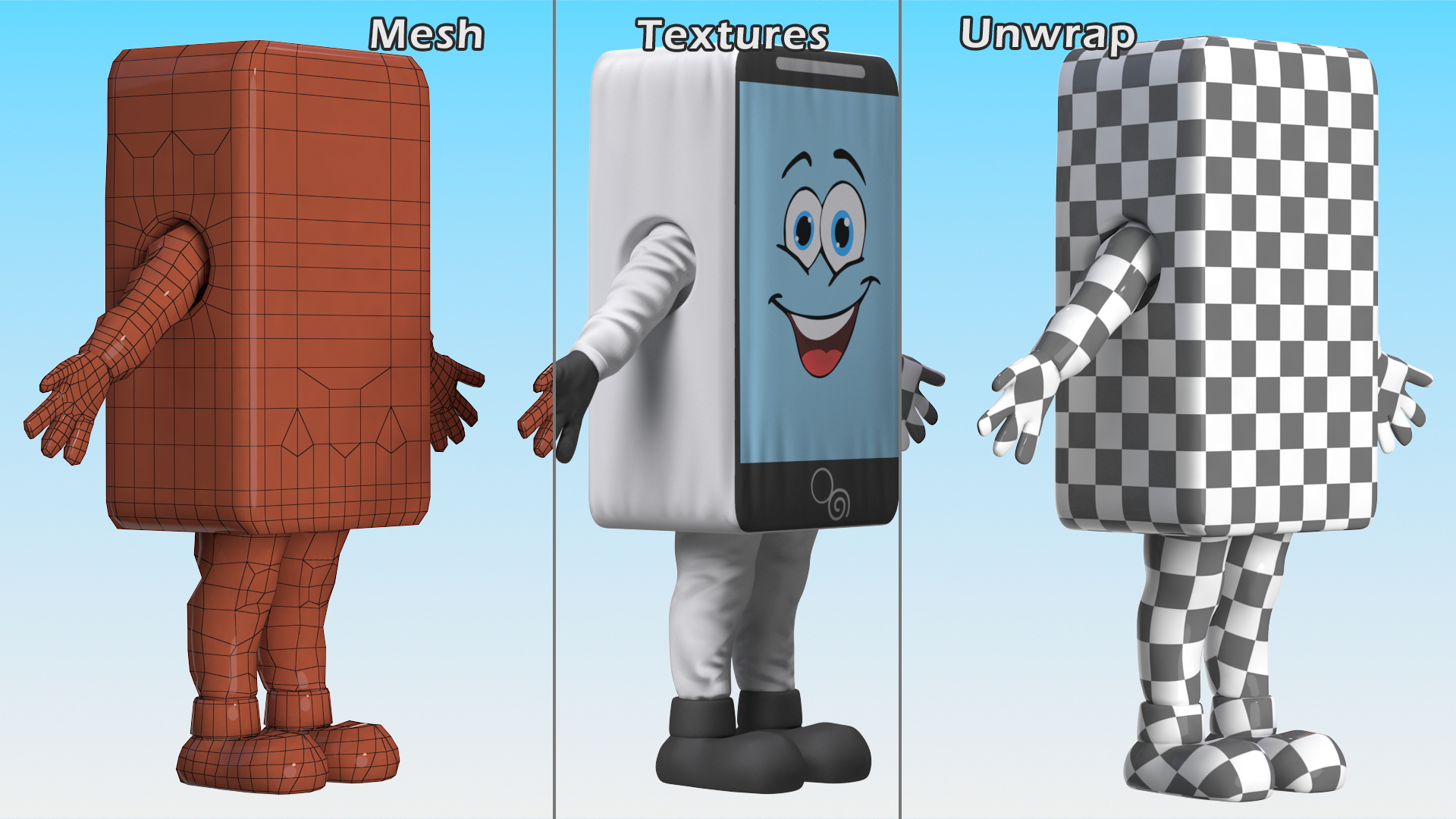 3D White IPhone Mascot A-pose