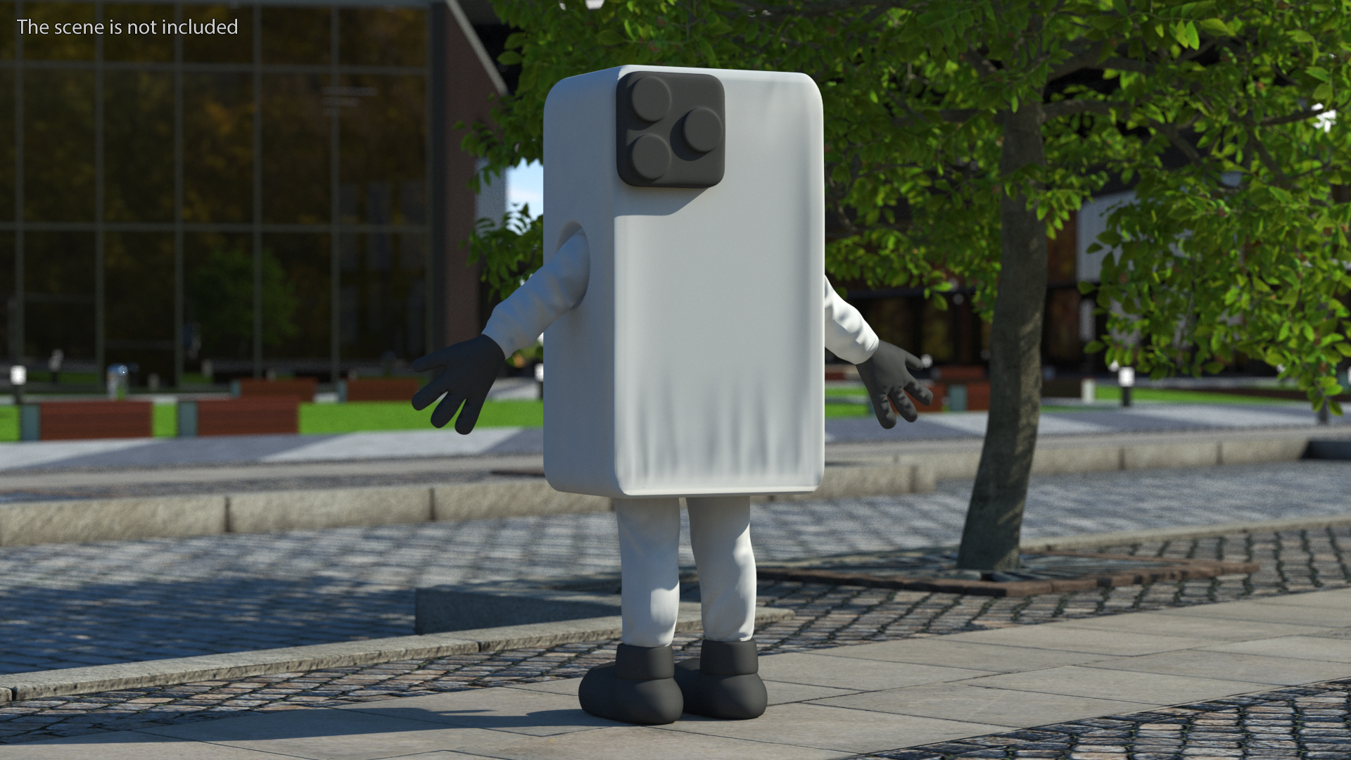 3D White IPhone Mascot A-pose