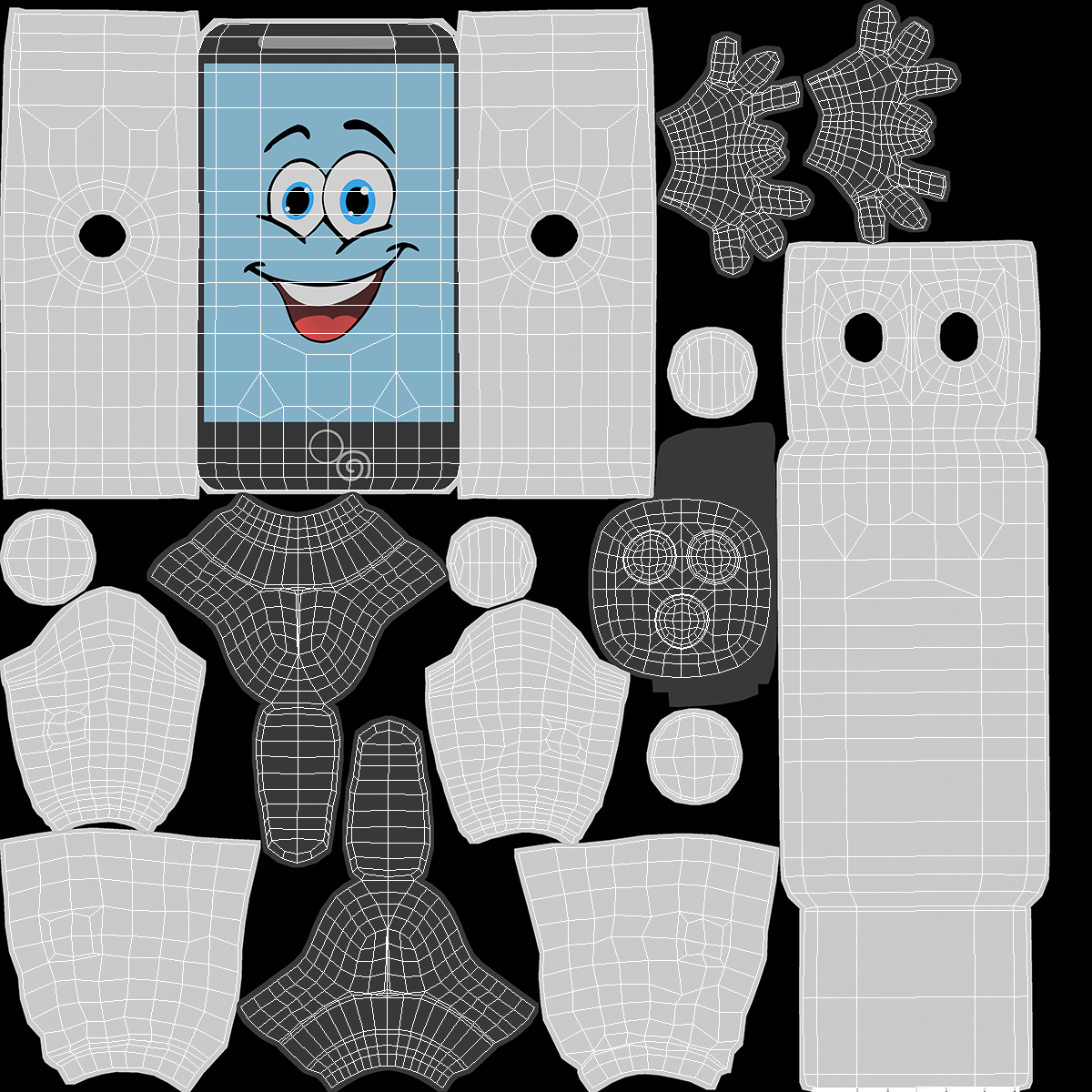 3D White IPhone Mascot A-pose