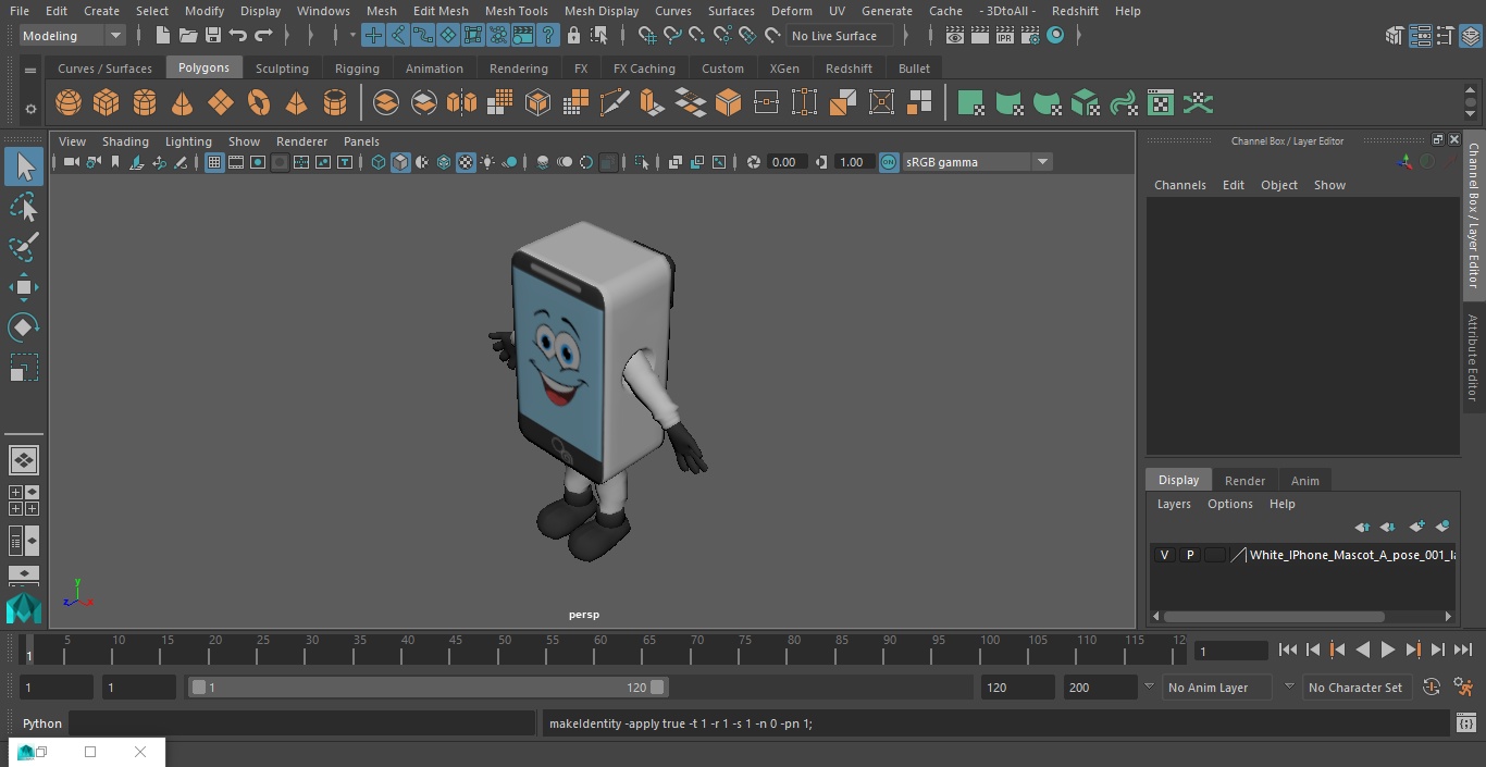 3D White IPhone Mascot A-pose