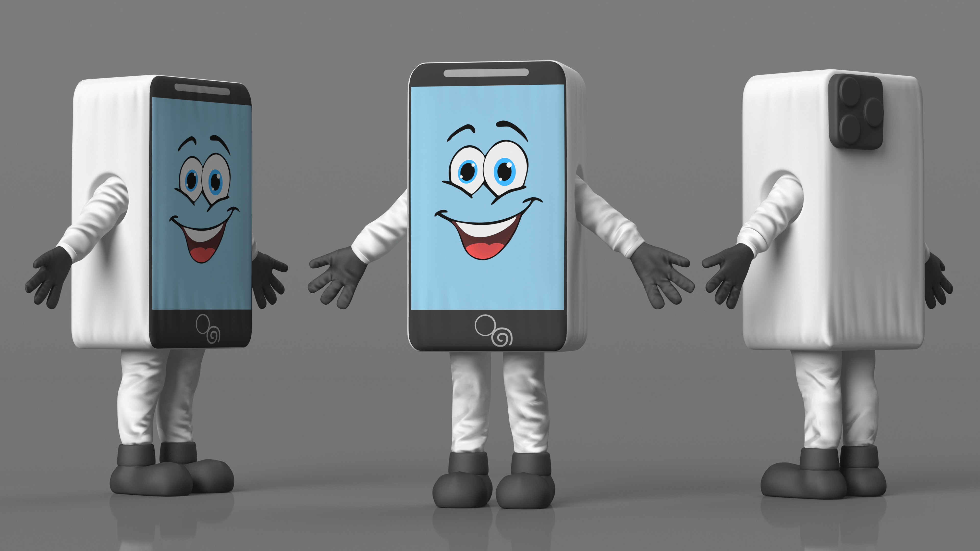 3D White IPhone Mascot A-pose