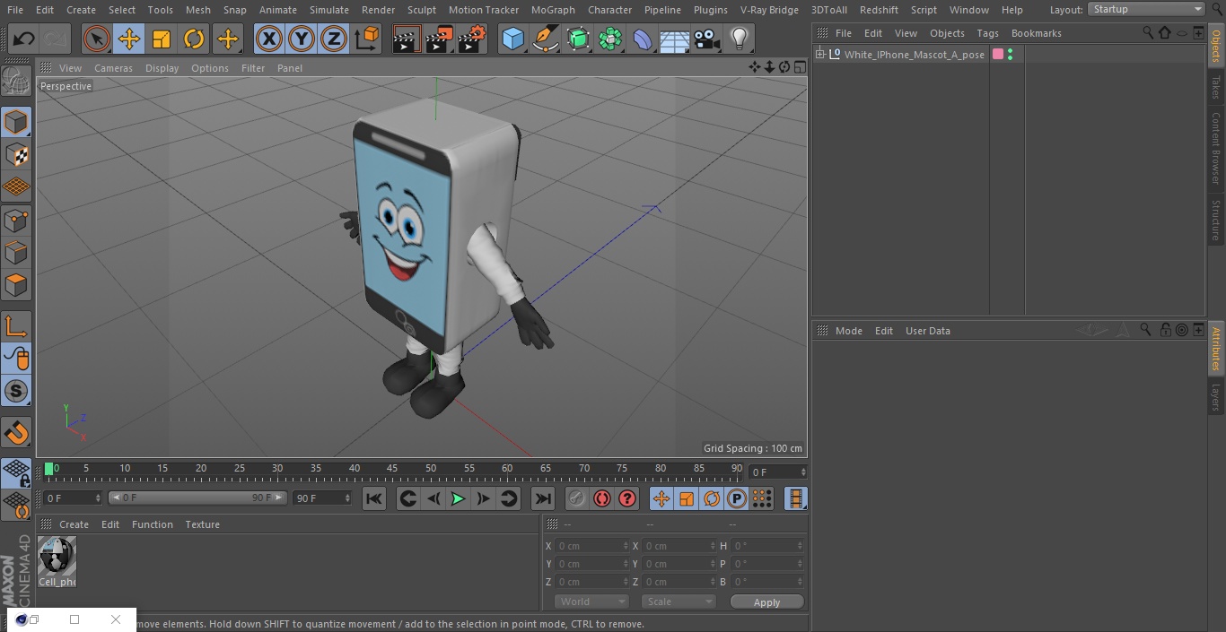 3D White IPhone Mascot A-pose