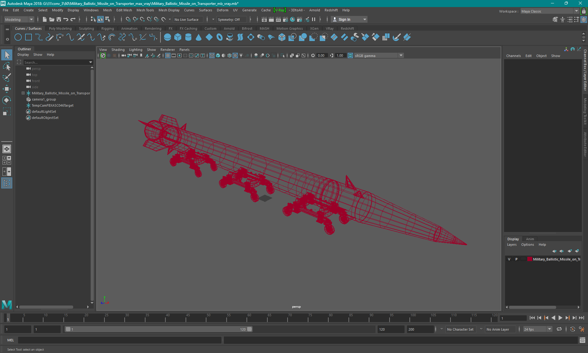 3D Military Ballistic Missile on Transporter