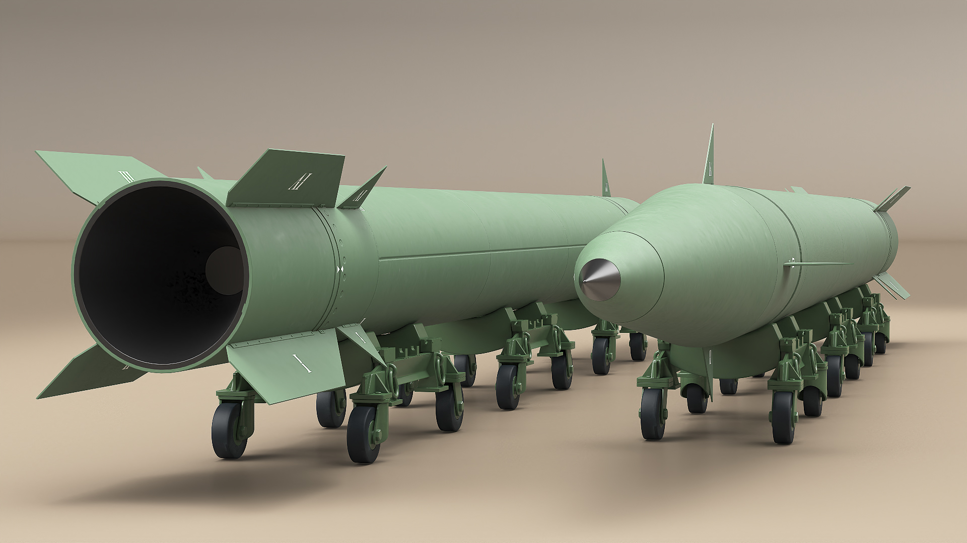 3D Military Ballistic Missile on Transporter
