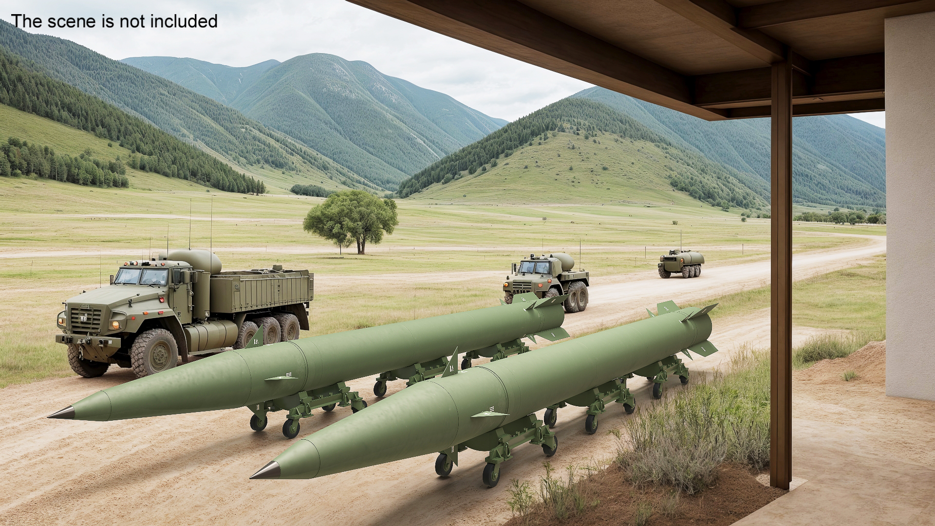 3D Military Ballistic Missile on Transporter