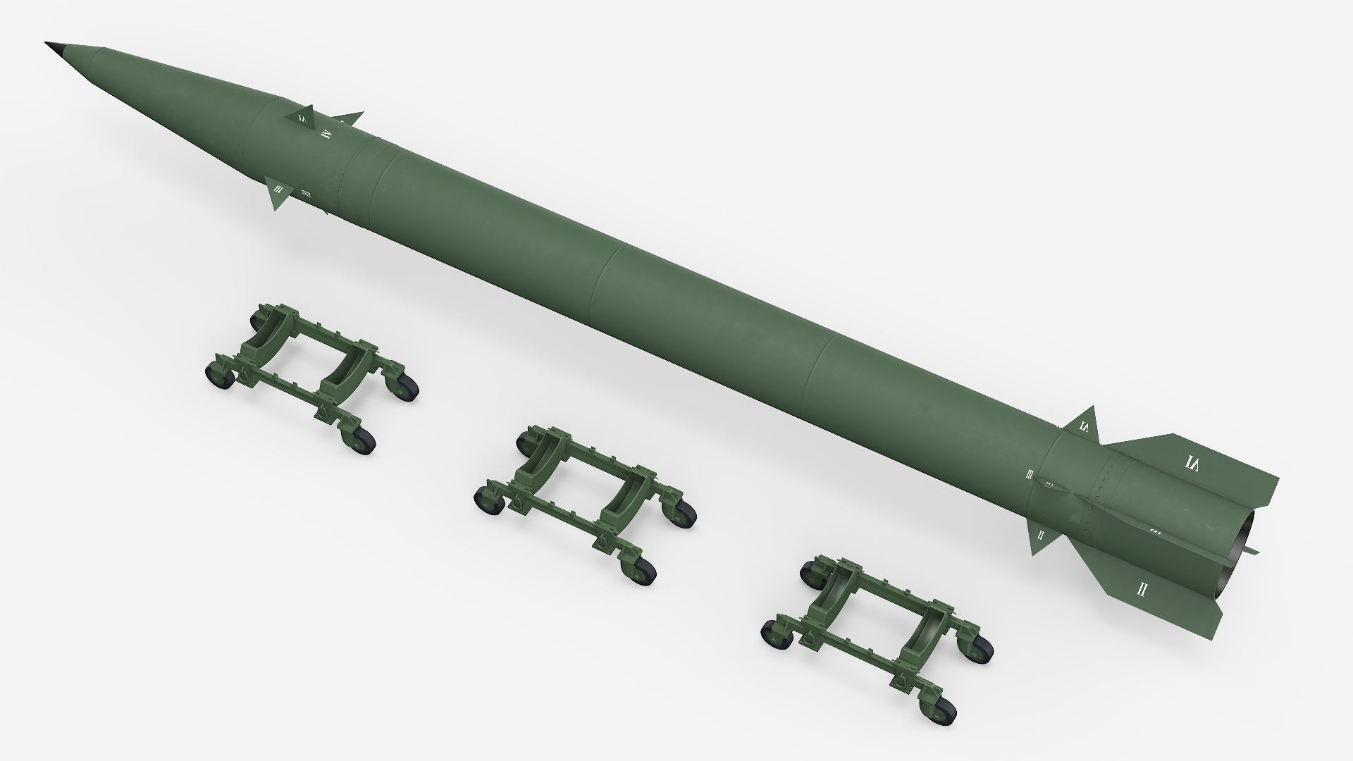 3D Military Ballistic Missile on Transporter
