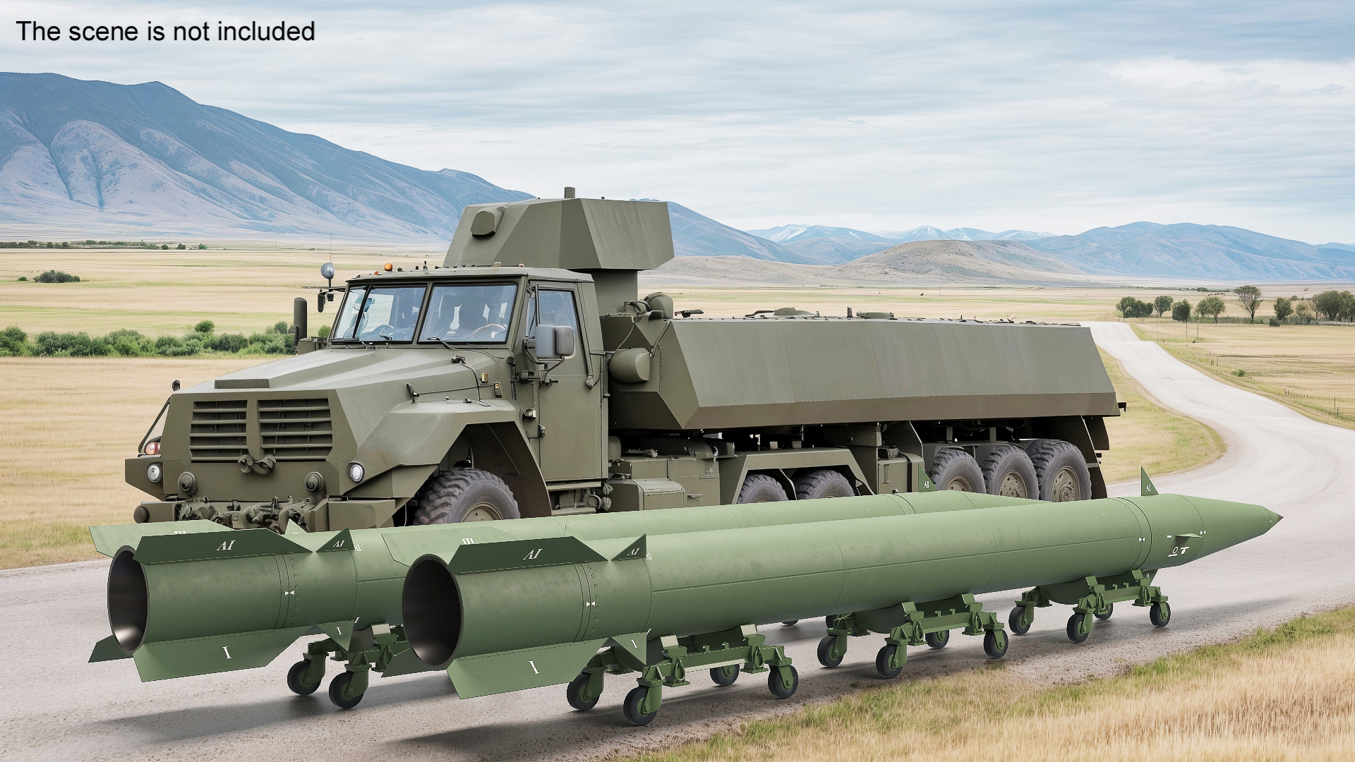 3D Military Ballistic Missile on Transporter