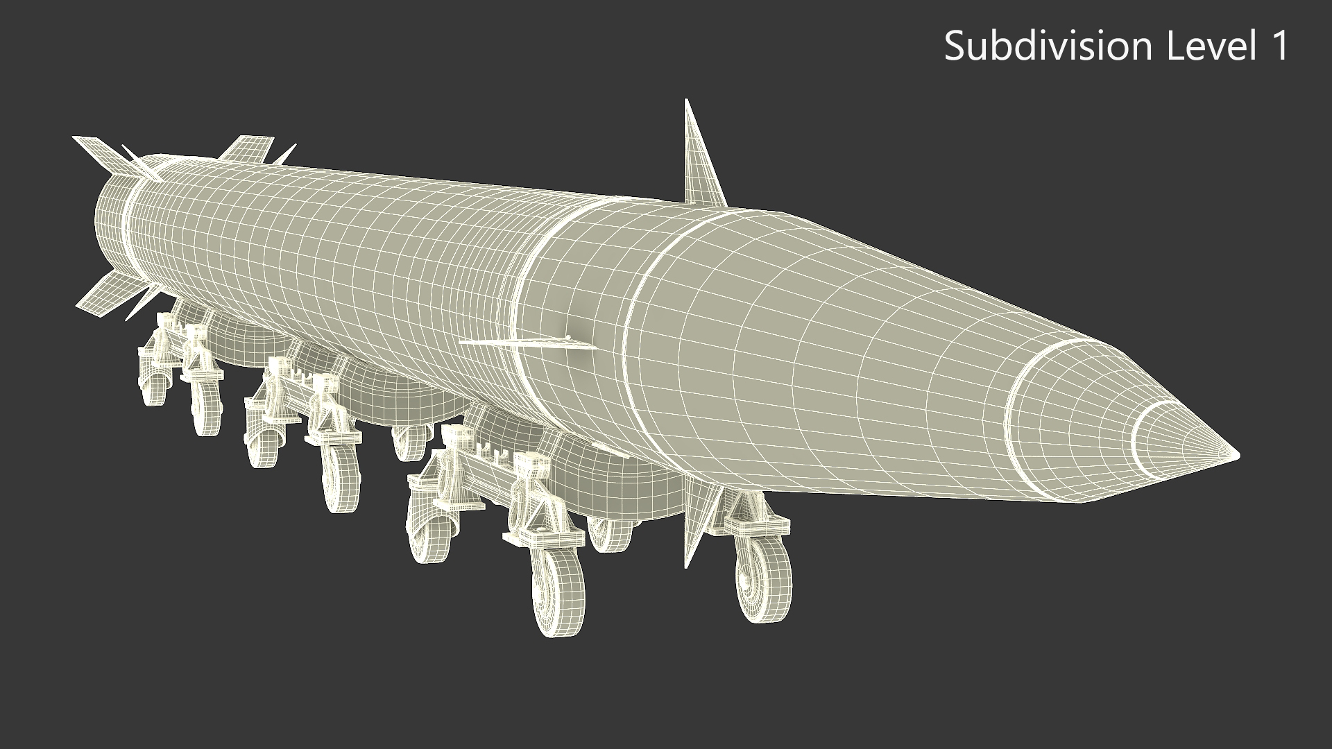 3D Military Ballistic Missile on Transporter
