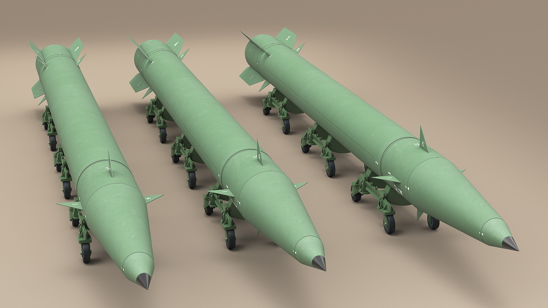 3D Military Ballistic Missile on Transporter