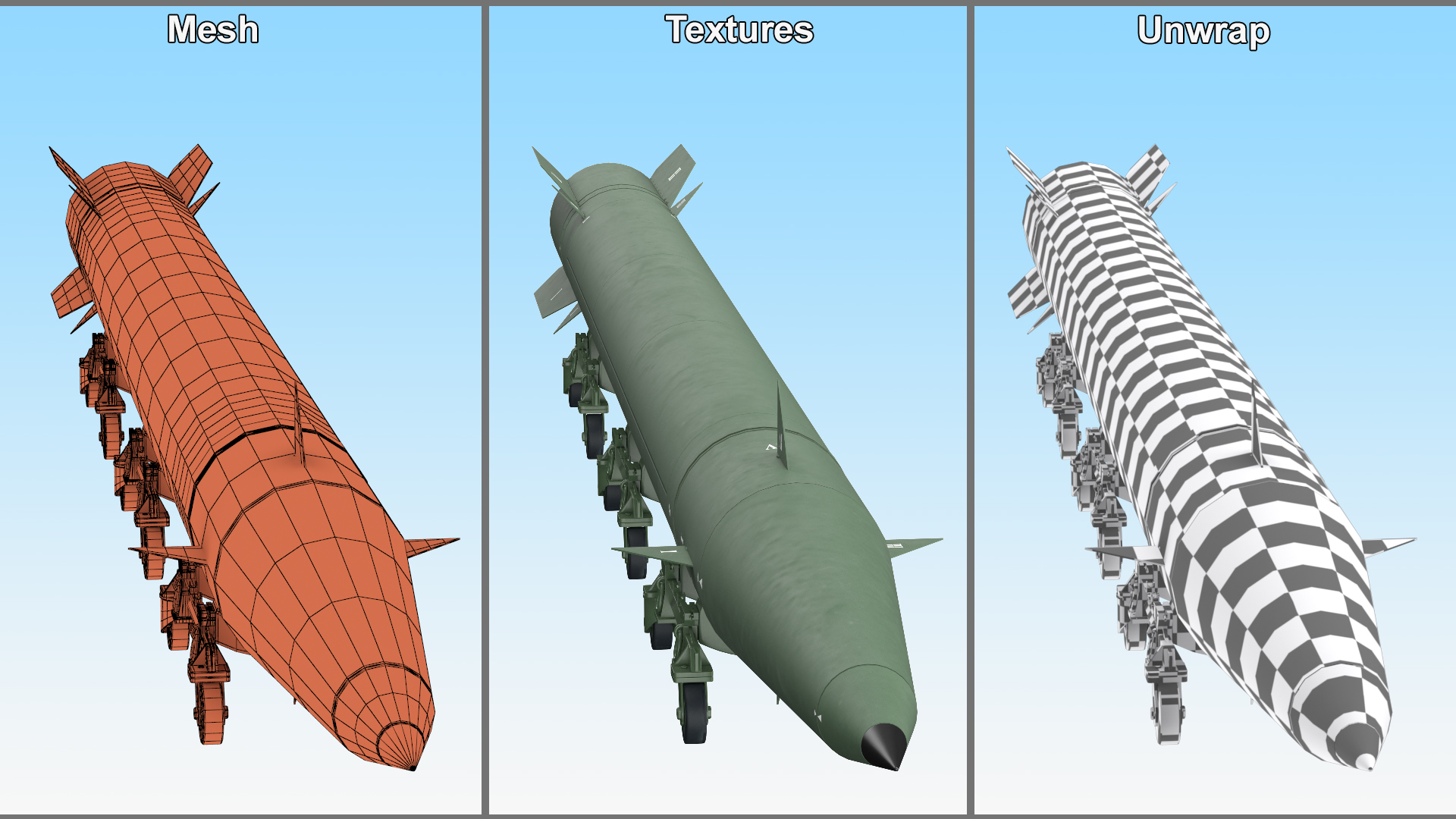 3D Military Ballistic Missile on Transporter