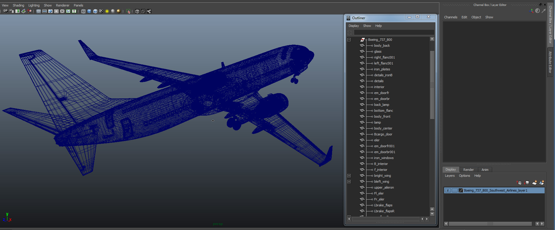 3D Boeing 737 800 Southwest Airlines model