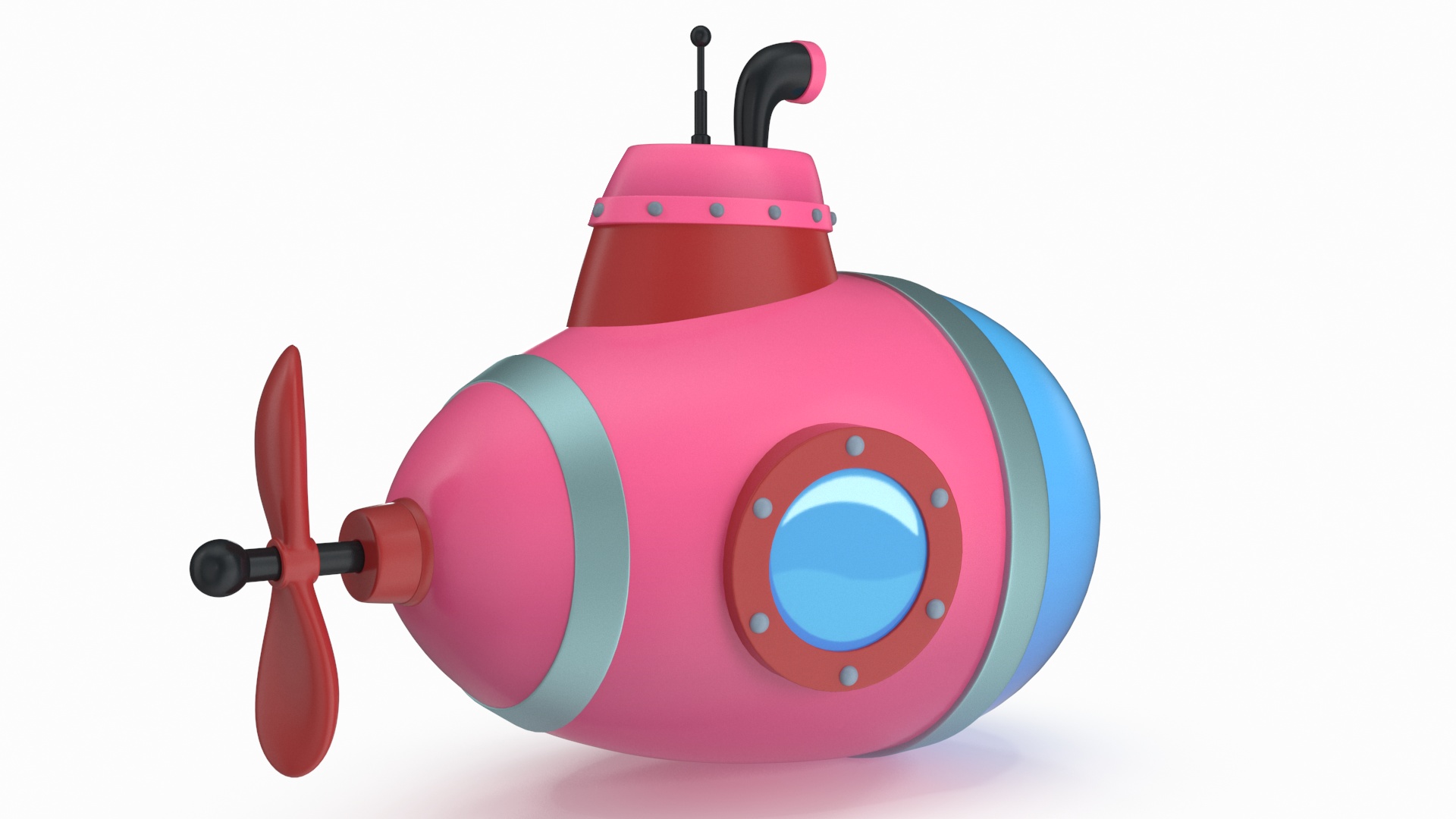 3D Cartoon Style Submarine Pink model