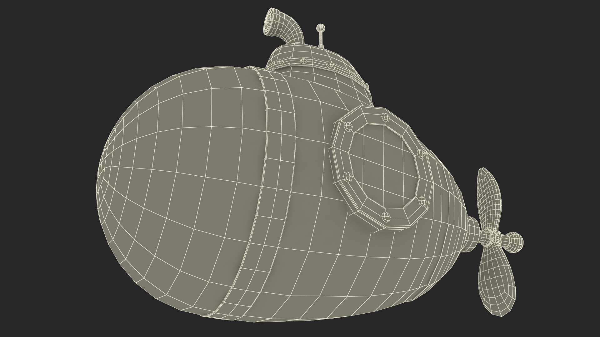 3D Cartoon Style Submarine Pink model