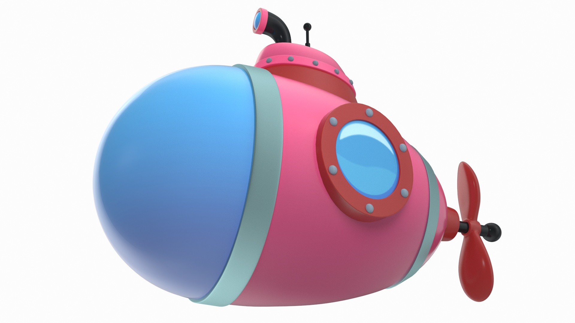 3D Cartoon Style Submarine Pink model