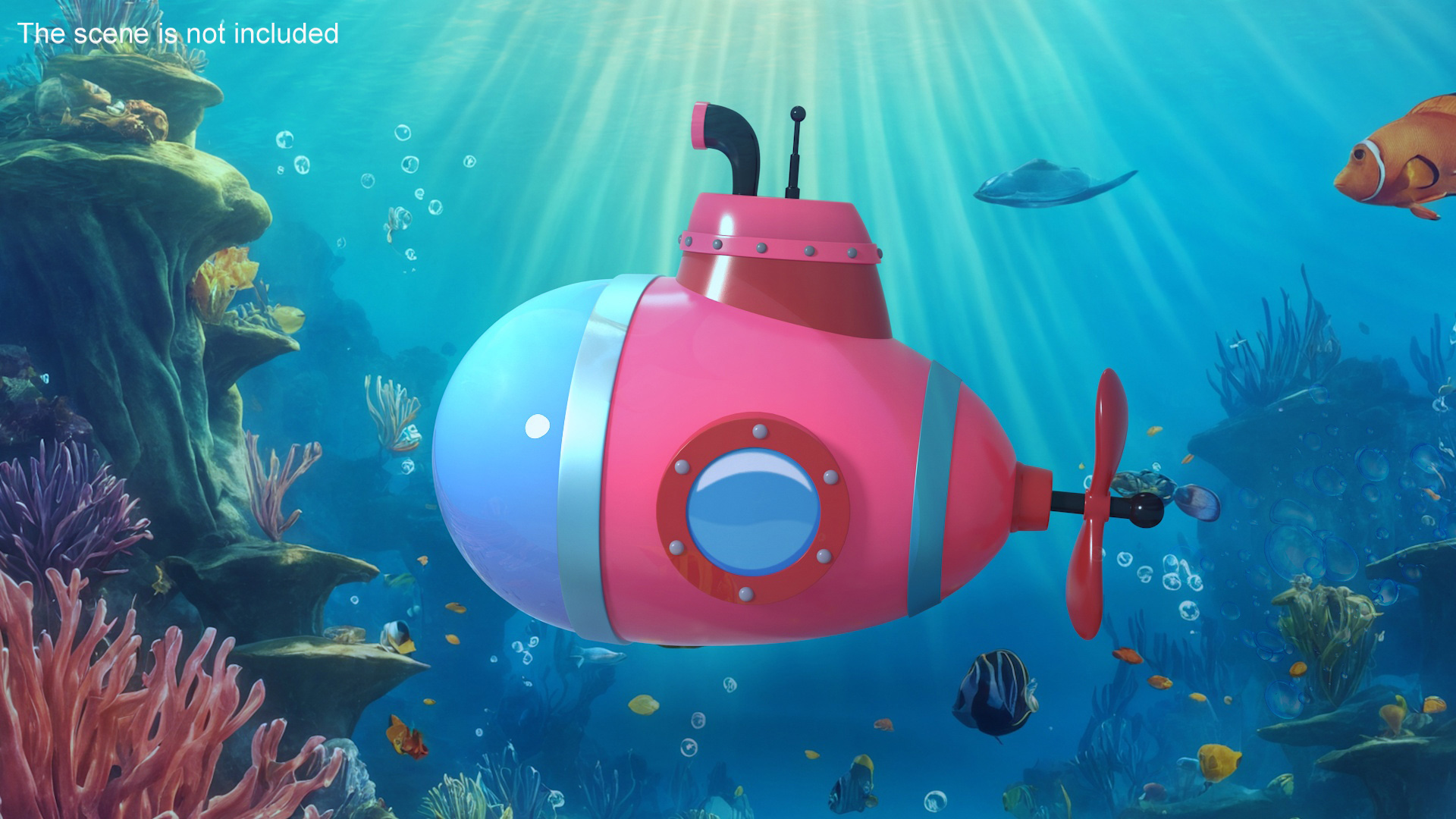 3D Cartoon Style Submarine Pink model