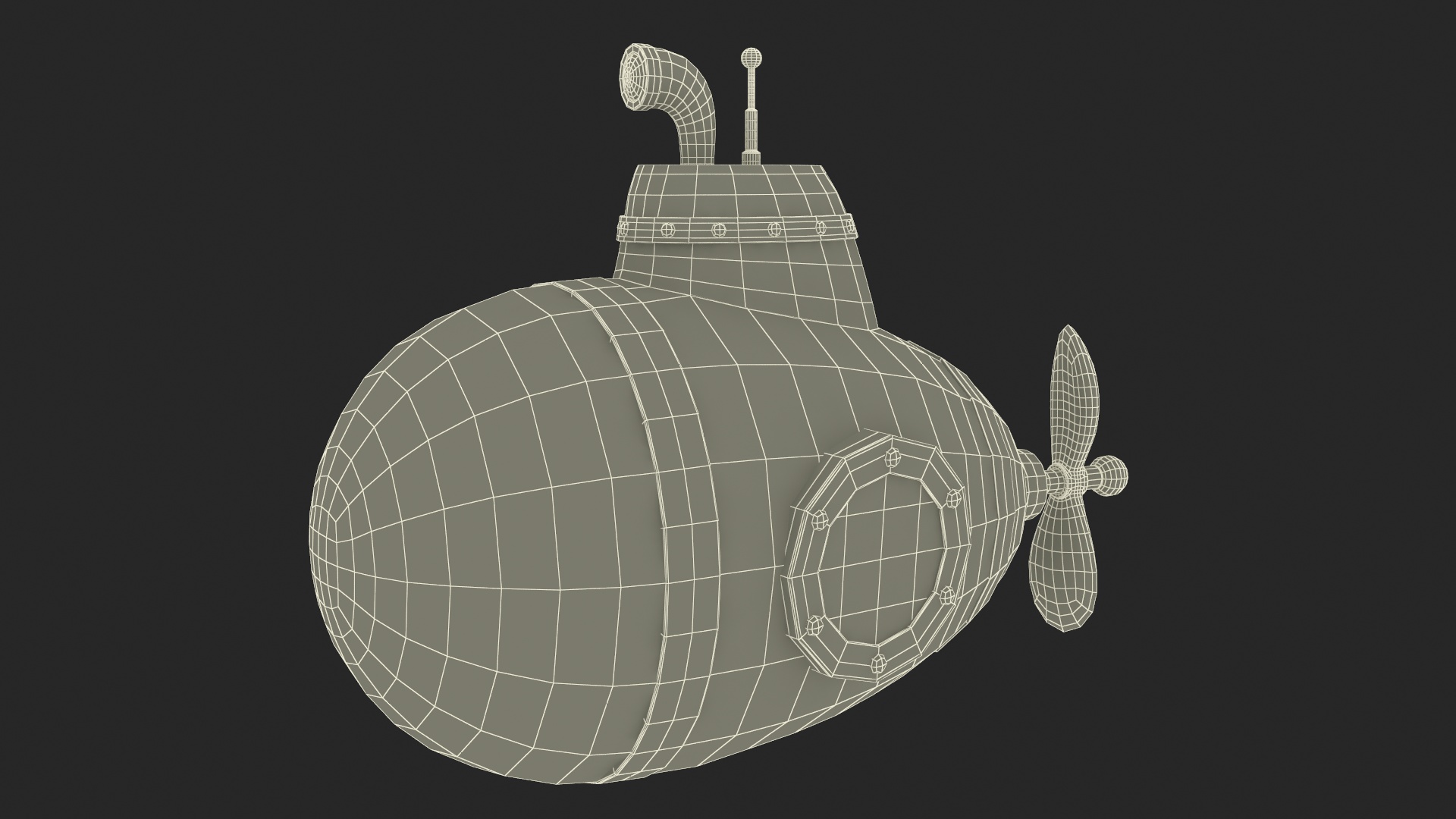 3D Cartoon Style Submarine Pink model