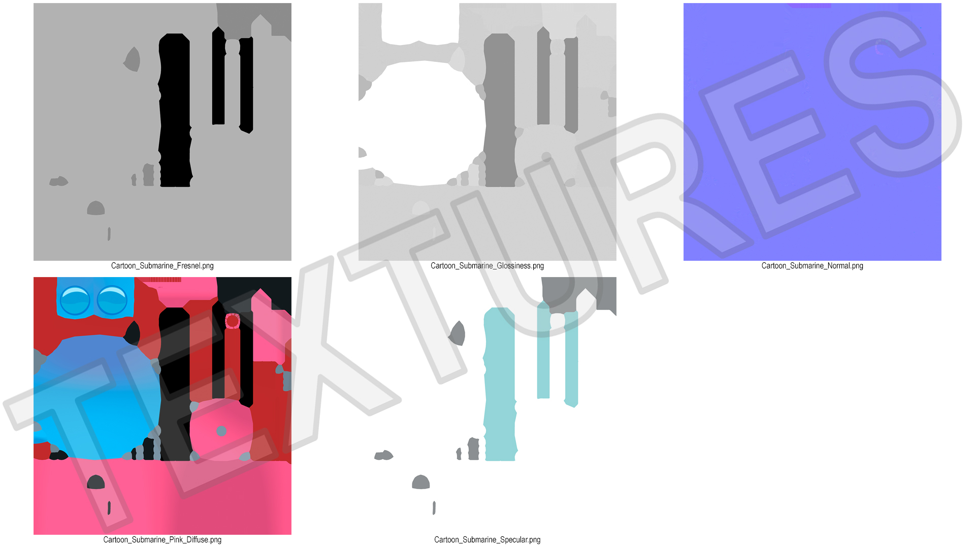 3D Cartoon Style Submarine Pink model