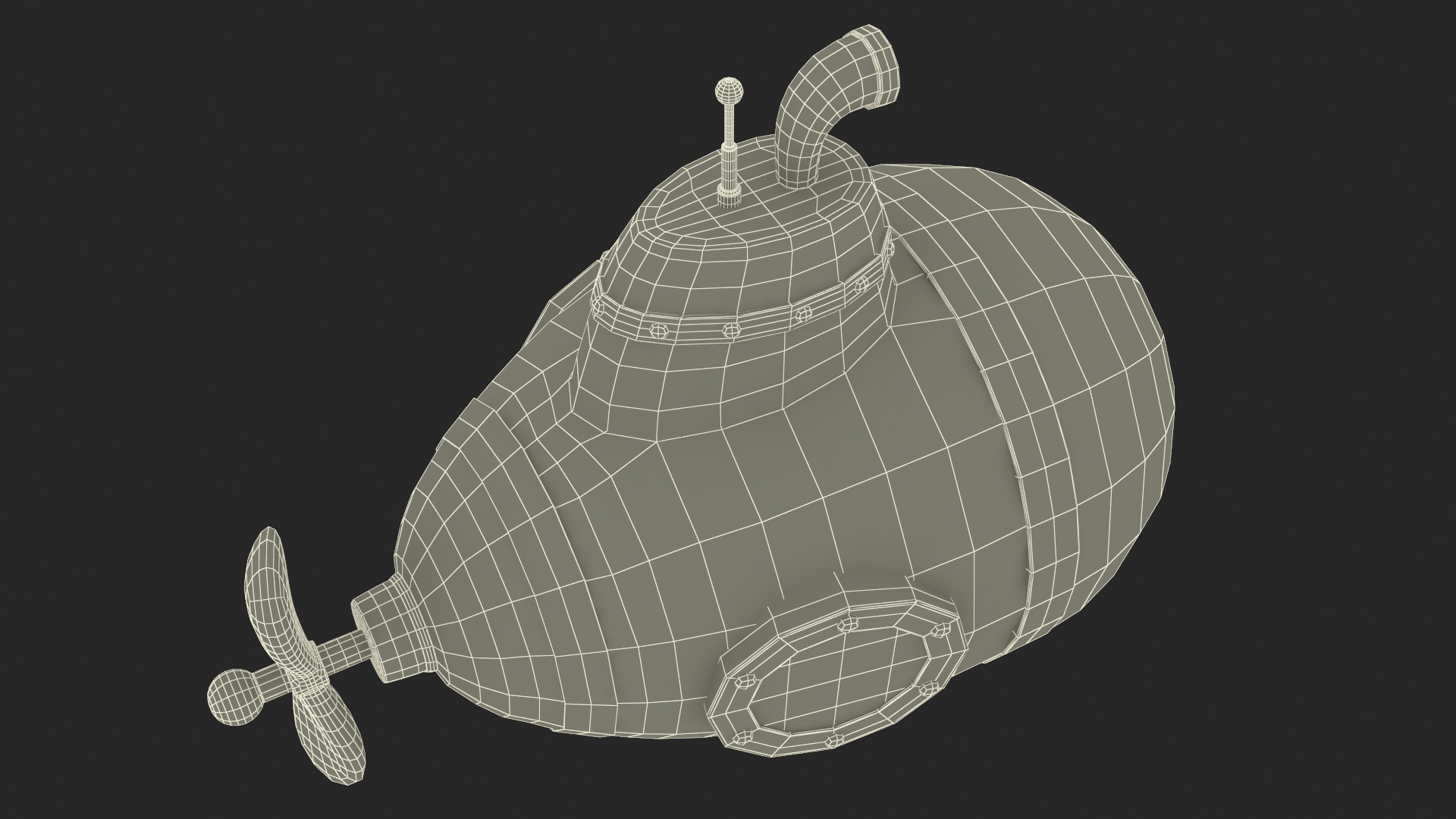 3D Cartoon Style Submarine Pink model
