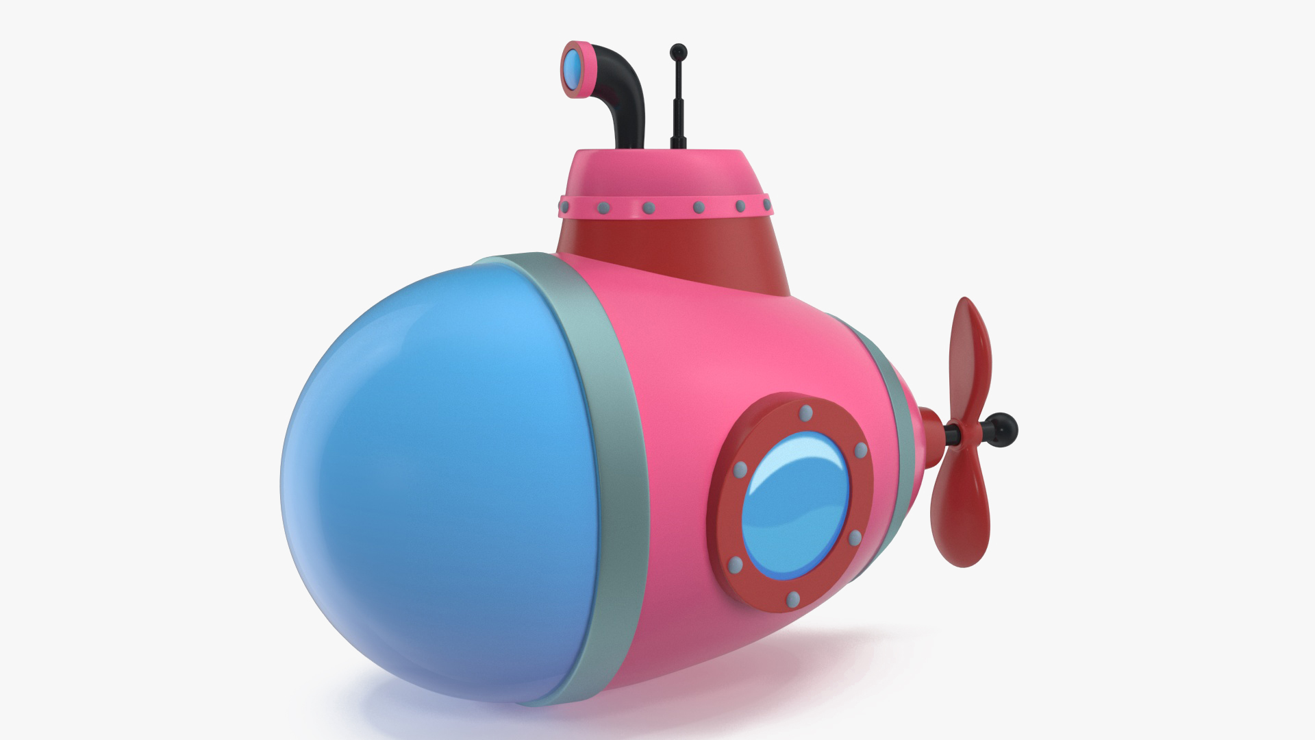 3D Cartoon Style Submarine Pink model